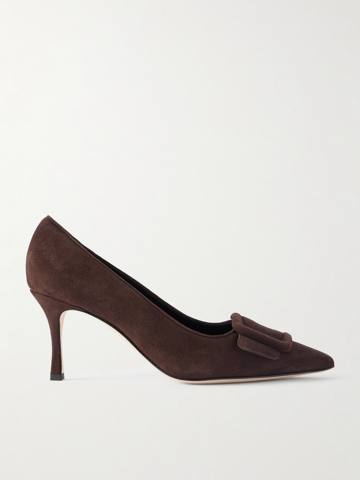 Manolo Blahnik Maysale 70 Buckled Suede Pumps In Brown
