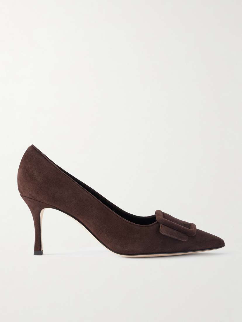 Manolo Blahnik Maysale 70 Buckled Suede Pumps