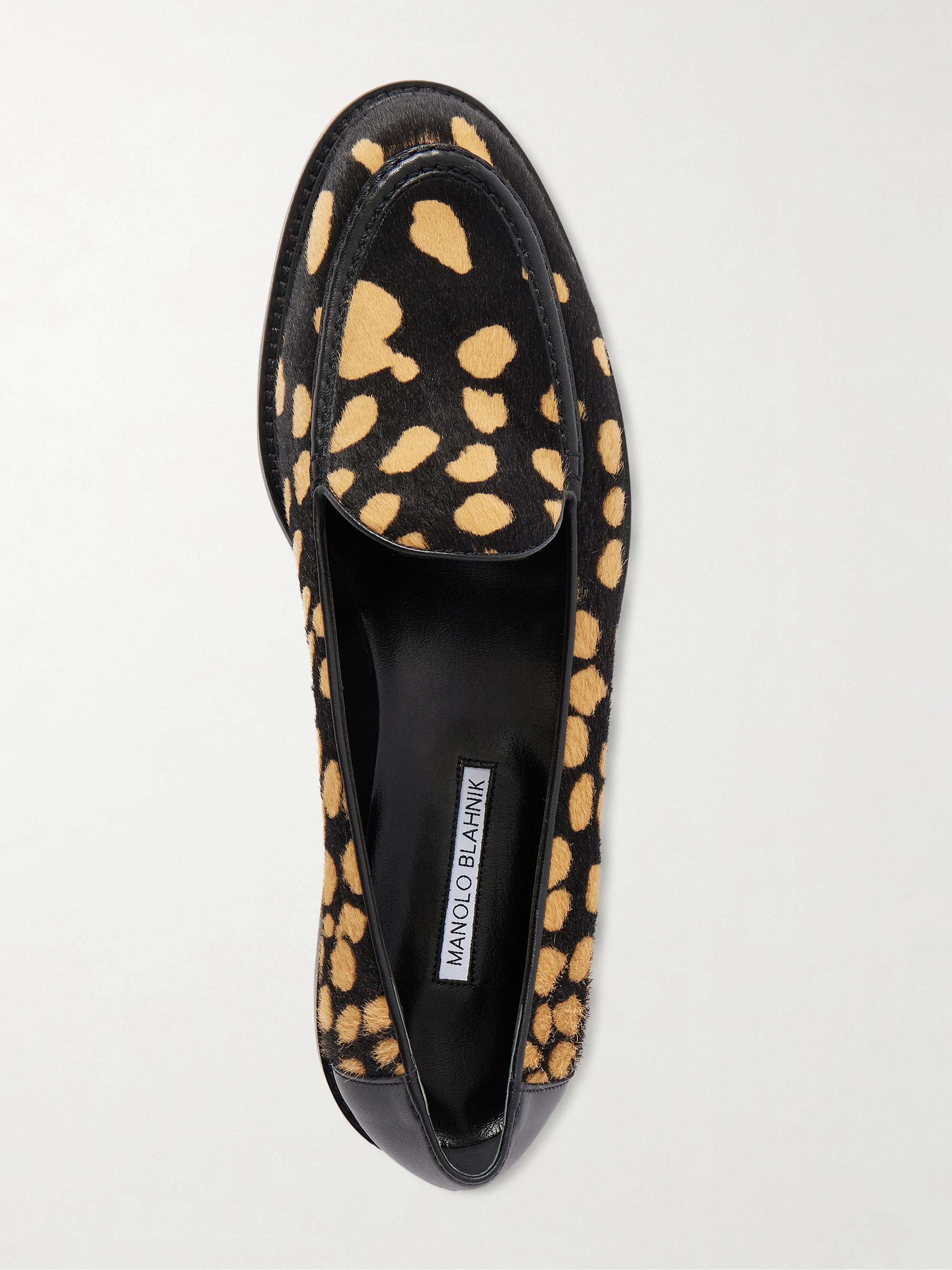 MANOLO BLAHNIK Maxy leather-trimmed leopard-print calf hair