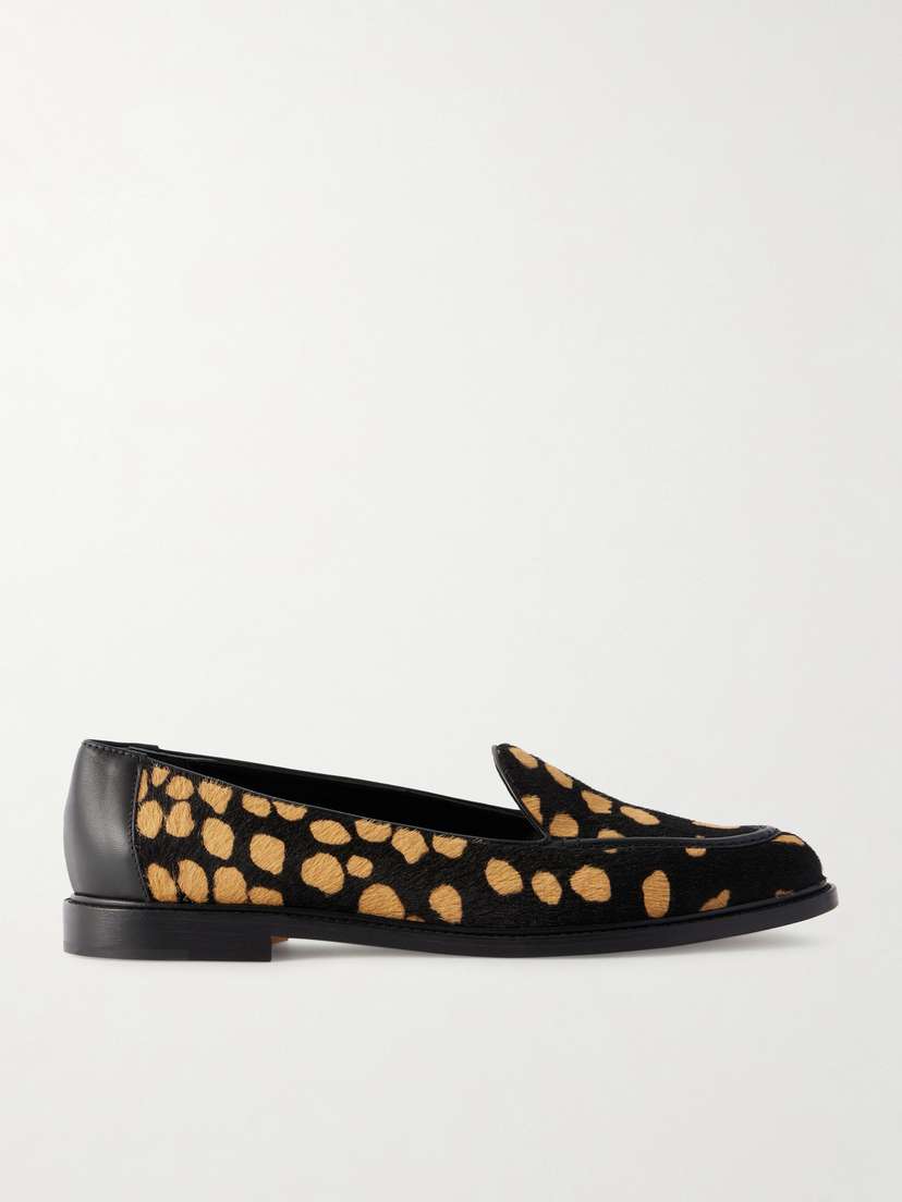 Manolo Blahnik Maxy Leather-trimmed Leopard-print Calf Hair Loafers