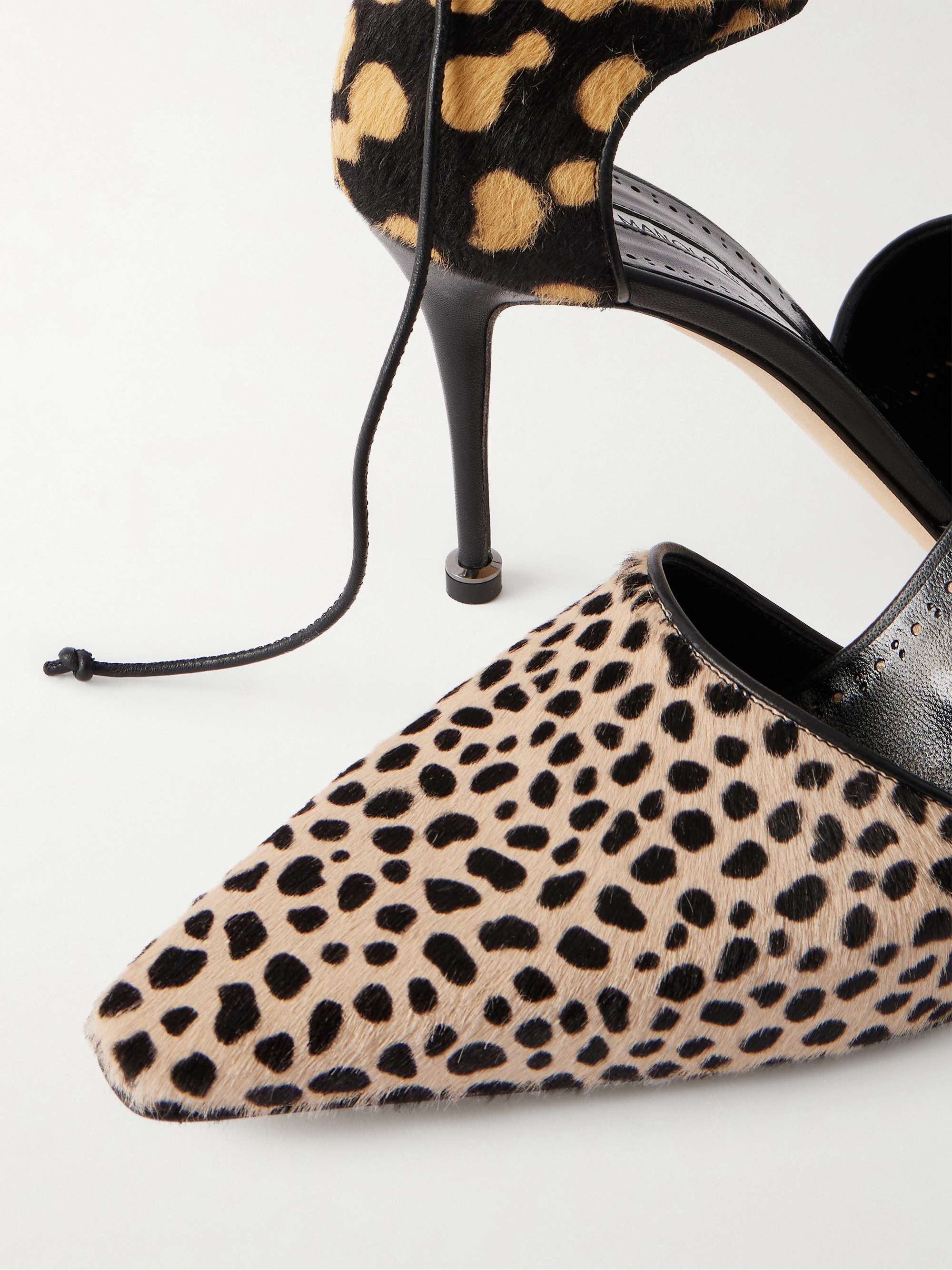 MANOLO BLAHNIK Gambis 90 calf hair animal-print pumps | NET-A-PORTER