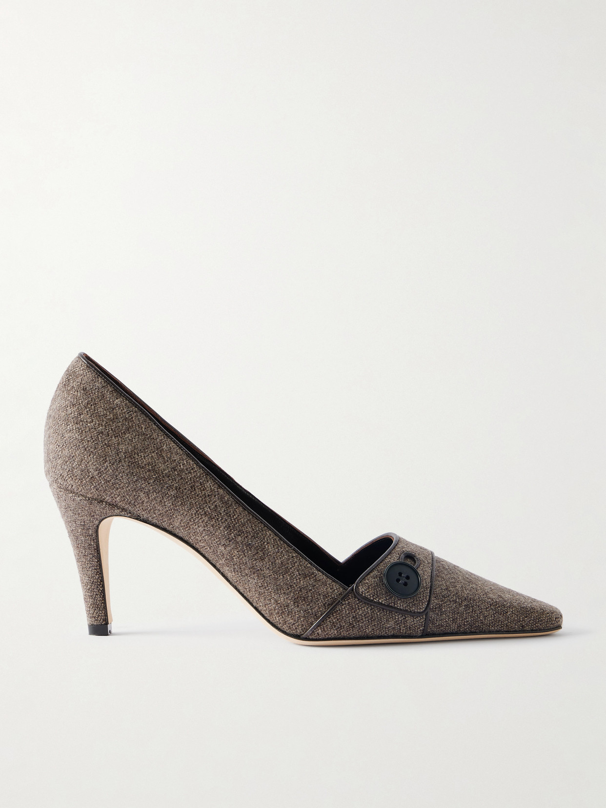 Manolo Blahnik Lulamae 70 Leather-trimmed Tweed Pumps In Brown