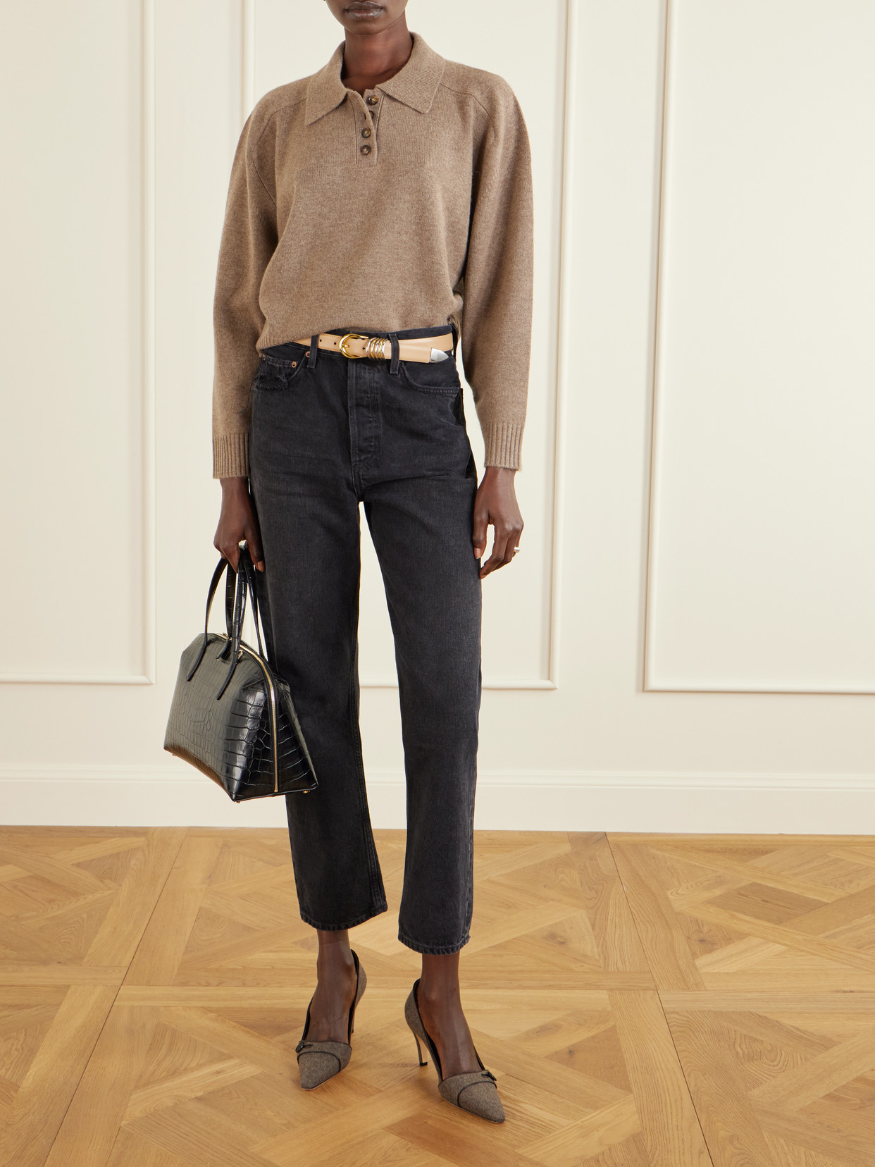 Manolo Blahnik Lulamae 70 Leather-trimmed Tweed Pumps In Brown