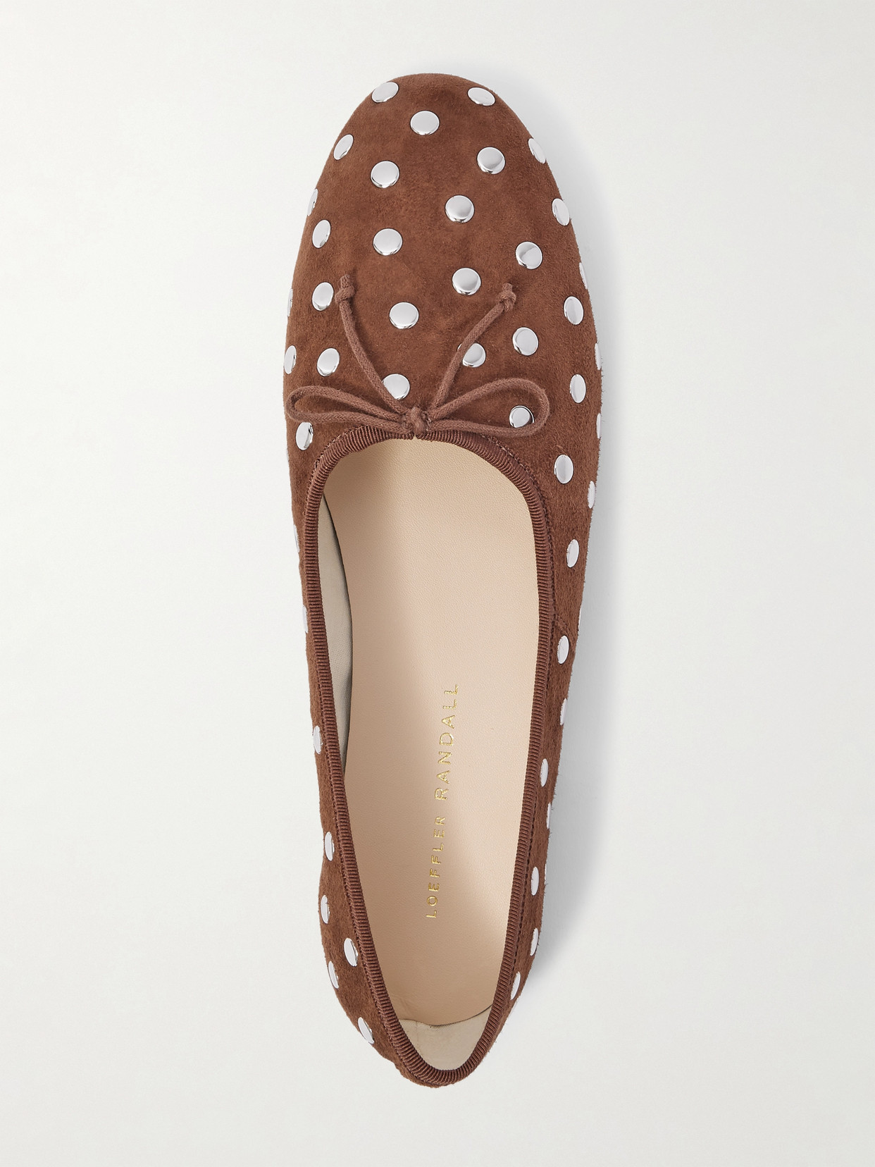 Loeffler Randall Landon Studded Suede Ballet Flats In Brown