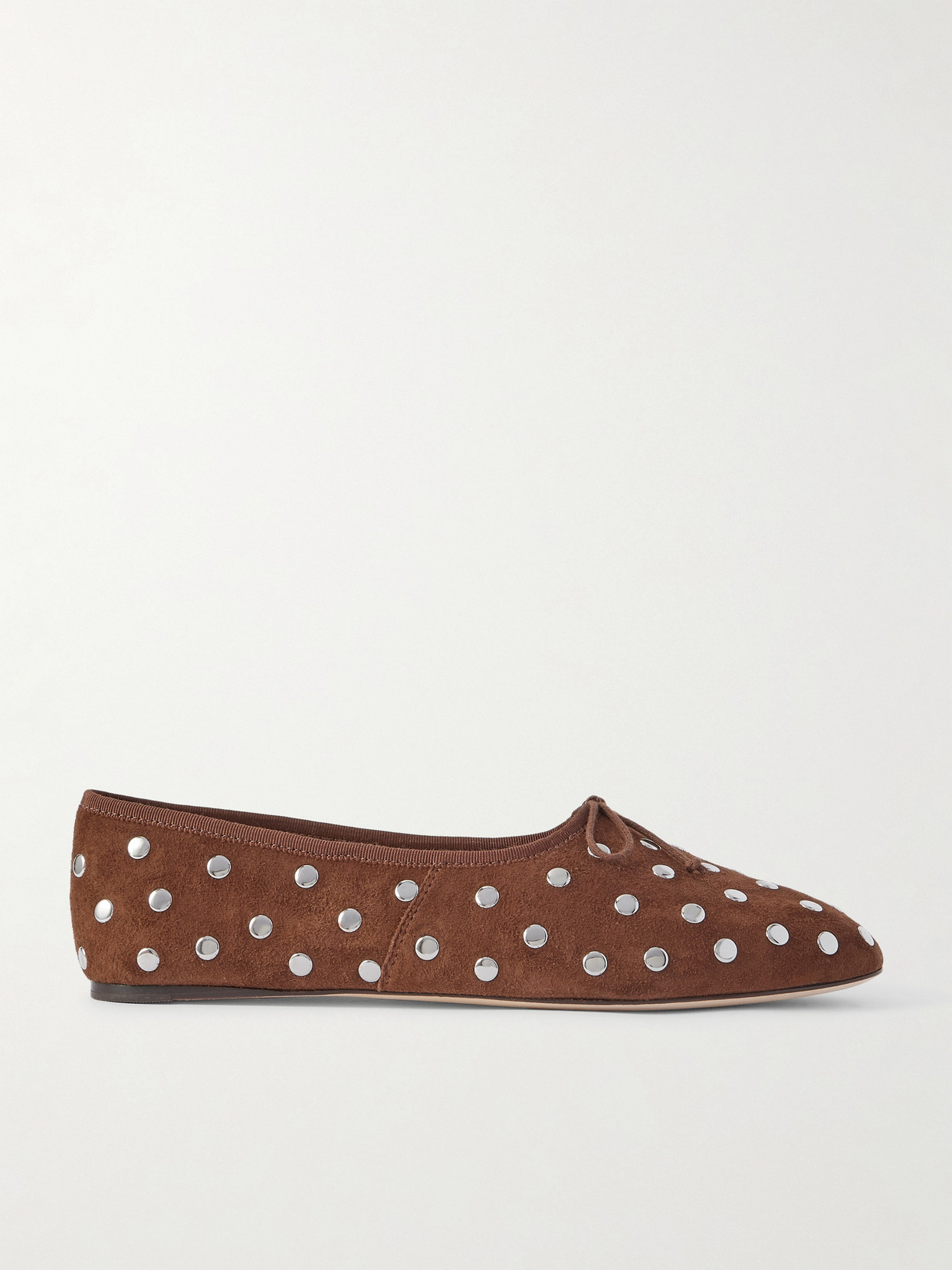 Loeffler Randall Landon Studded Suede Ballet Flats In Brown