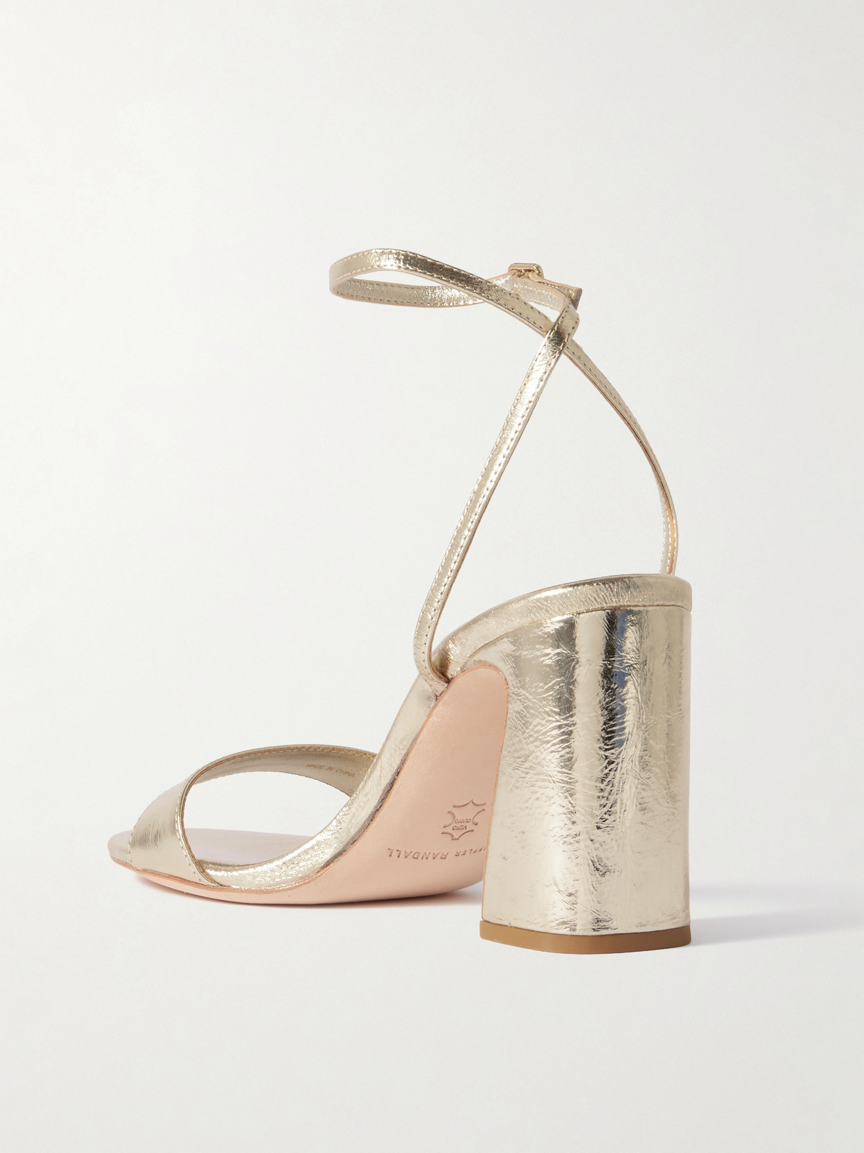 Loeffler Randall Malia Metallic Crinkled-leather Sandals In Gold