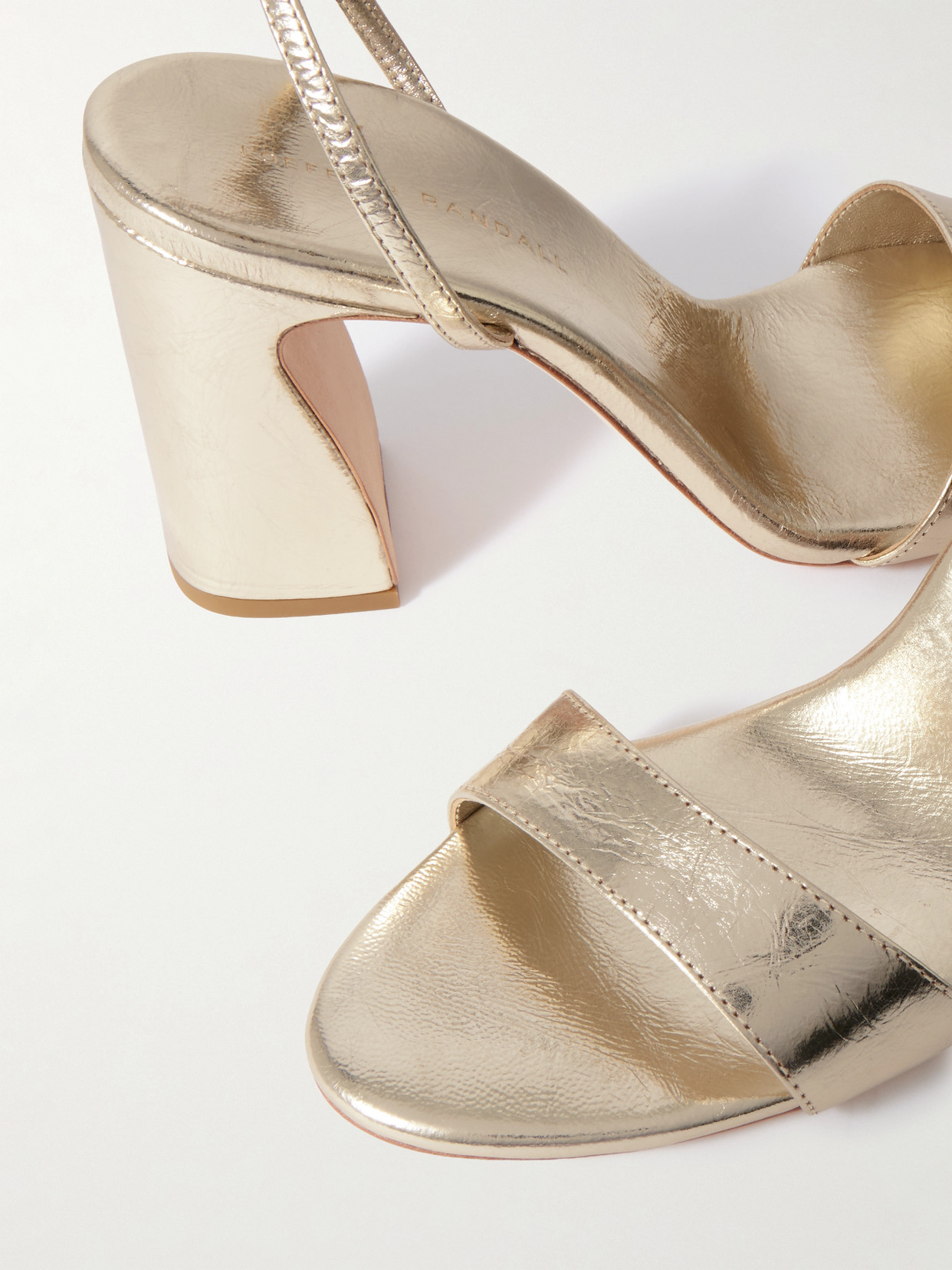 Loeffler Randall Malia Metallic Crinkled-leather Sandals In Gold