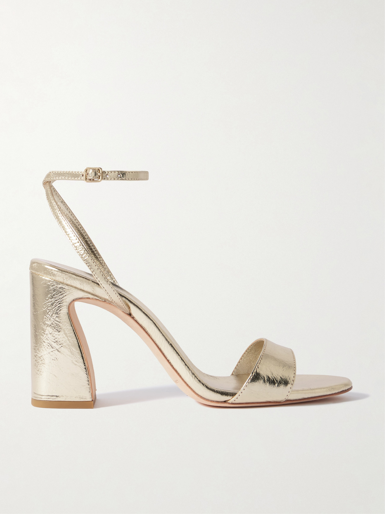 Loeffler Randall Malia Metallic Crinkled-leather Sandals In Gold