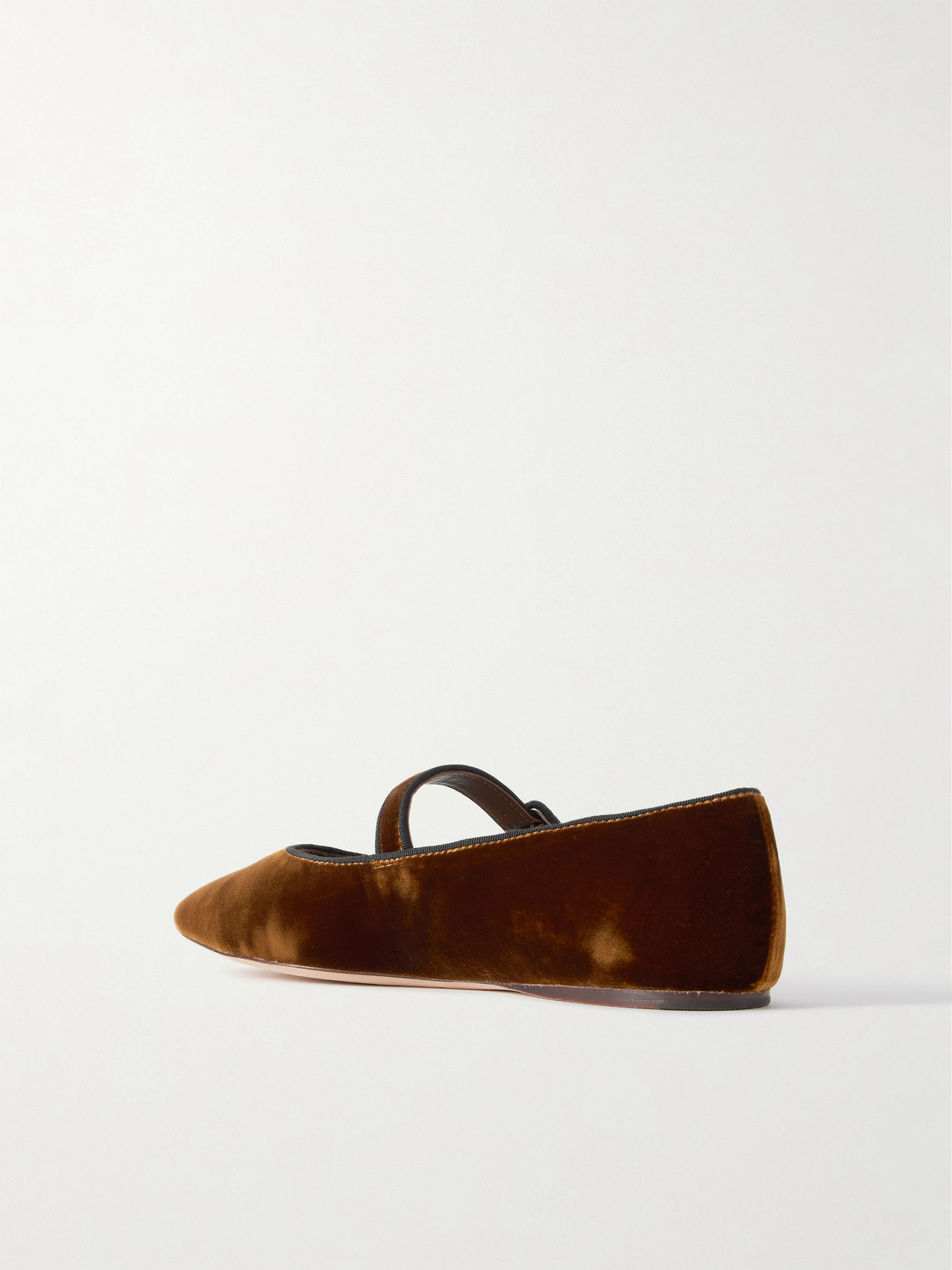 Loeffler Randall Ginger Grosgrain-trimmed Velvet Mary Jane Ballet Flats In Brown