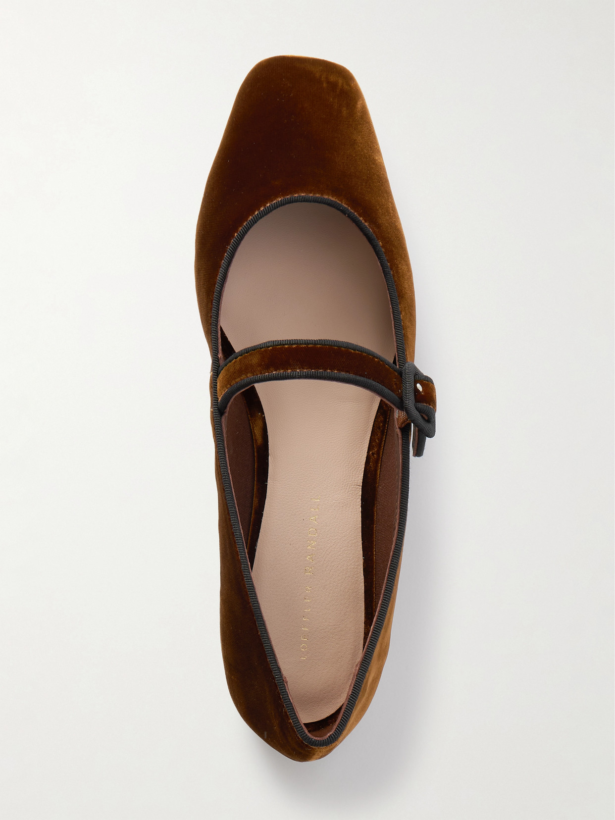 Loeffler Randall Ginger Grosgrain-trimmed Velvet Mary Jane Ballet Flats In Brown