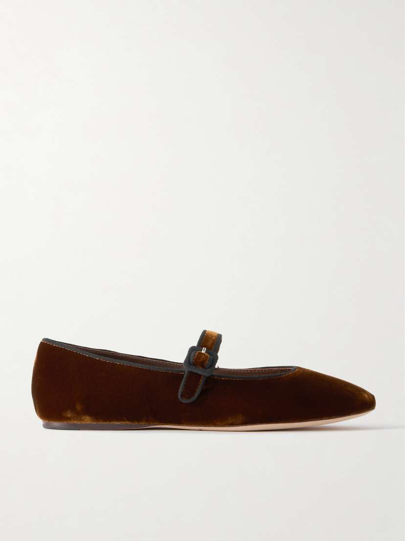 Loeffler Randall Ginger Grosgrain-trimmed Velvet Mary Jane Ballet Flats