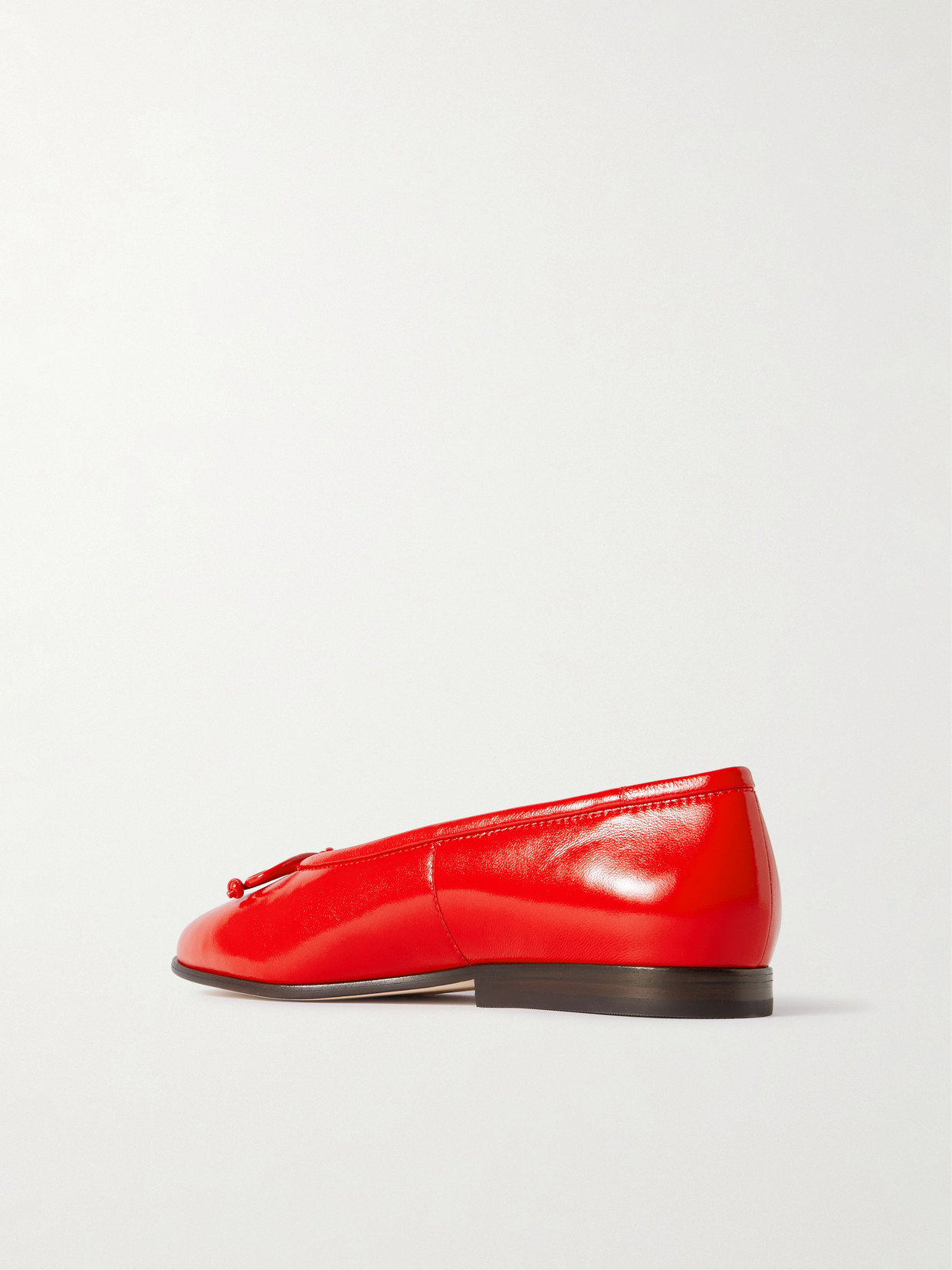 Loeffler Randall Noelle Bow-detailed Patent-leather Ballet Flats In Red