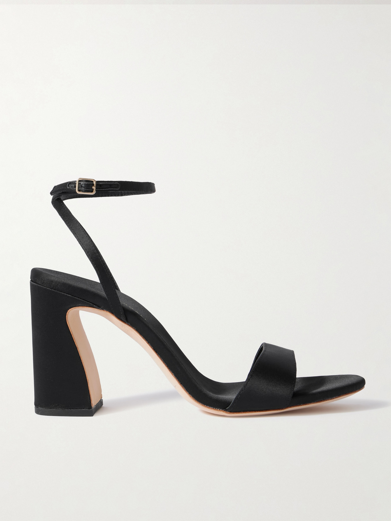 Loeffler Randall Malia Curved Heel Simple Sandal With Ankle Wrap In Black