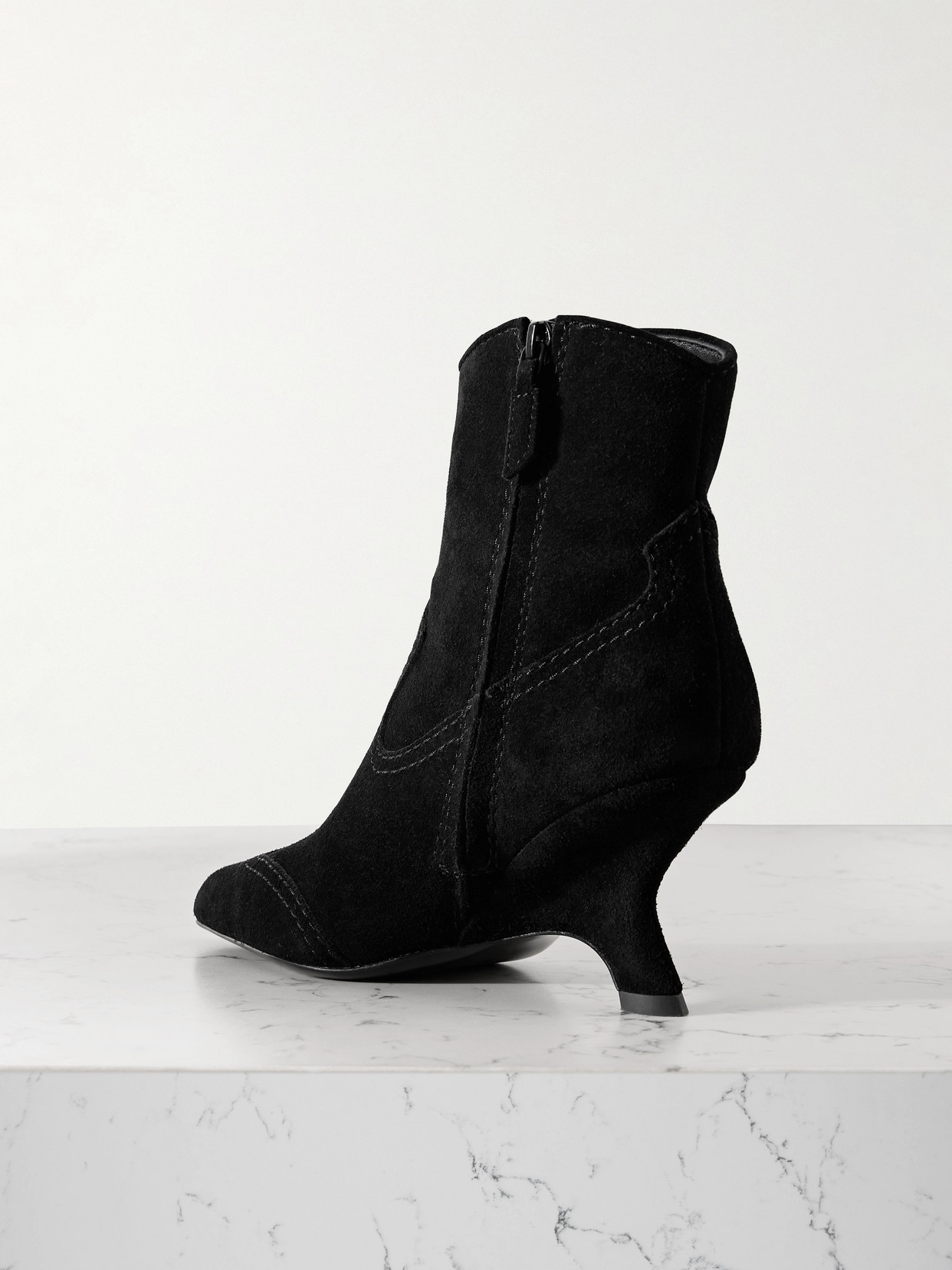 Simkhai Shadow High Heels Ankle Boots In Black Suede In Black