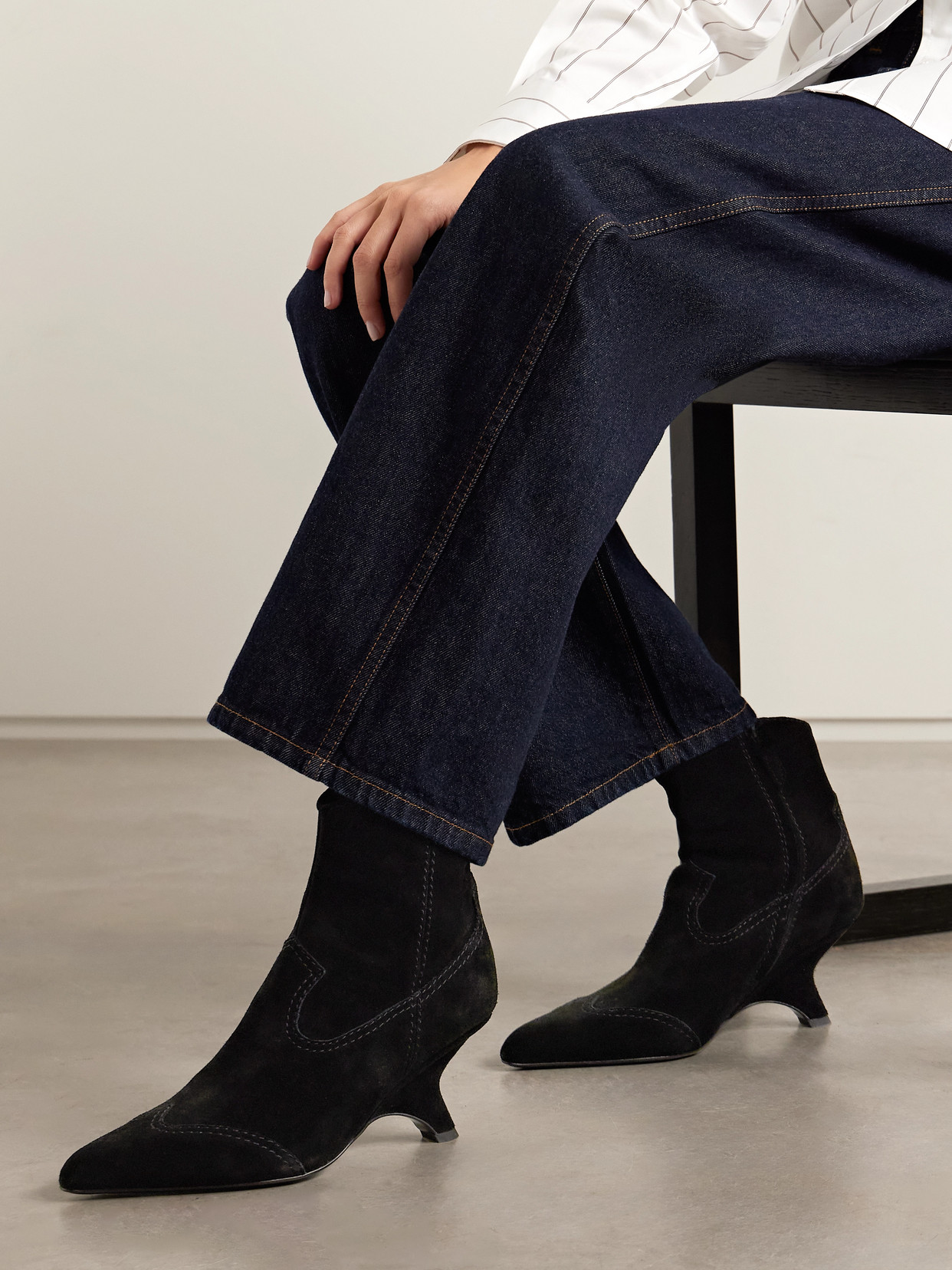 Simkhai Shadow High Heels Ankle Boots In Black Suede In Black