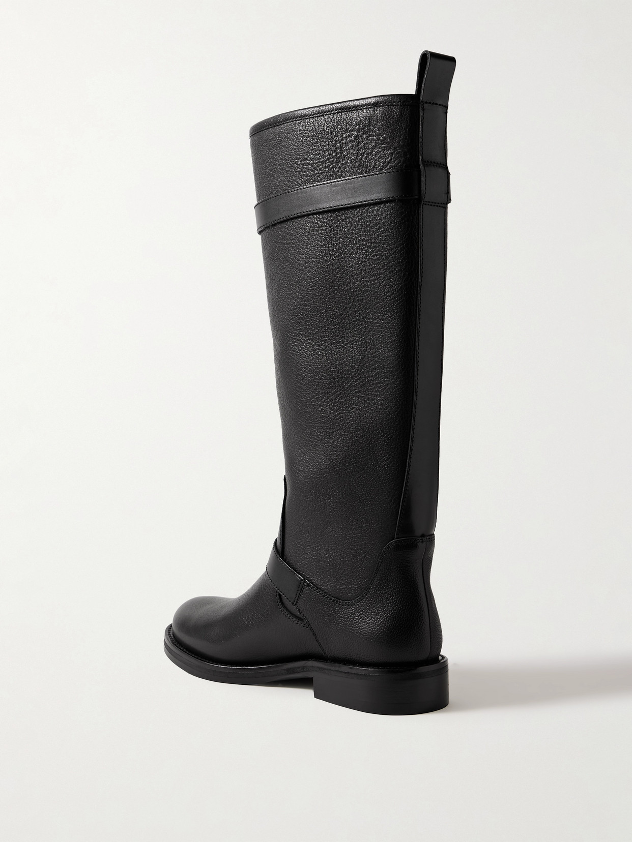 Simkhai Noah Buckled Full-grain Leather Knee Boots In Black