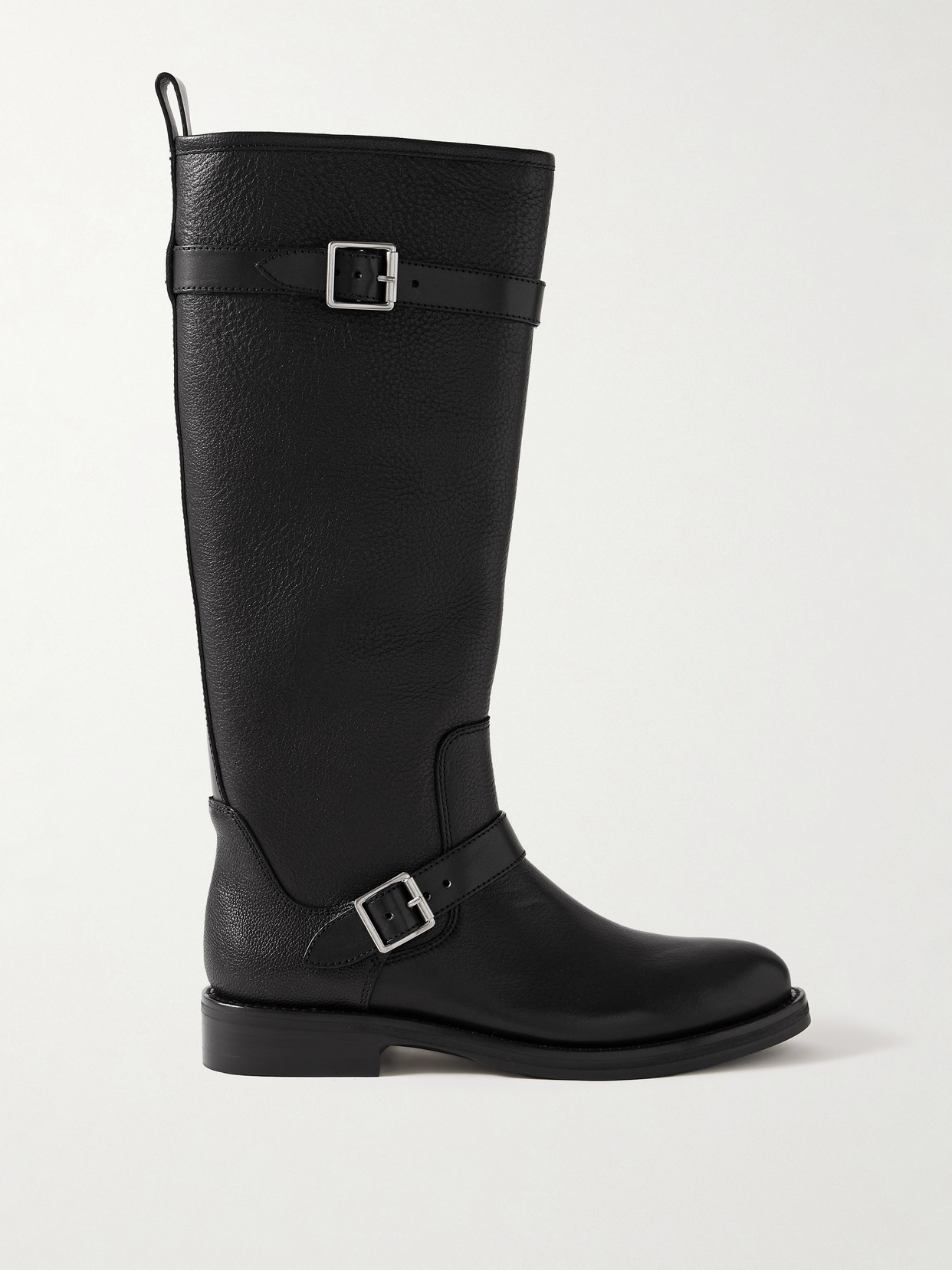 Simkhai Noah Buckled Full-grain Leather Knee Boots In Black