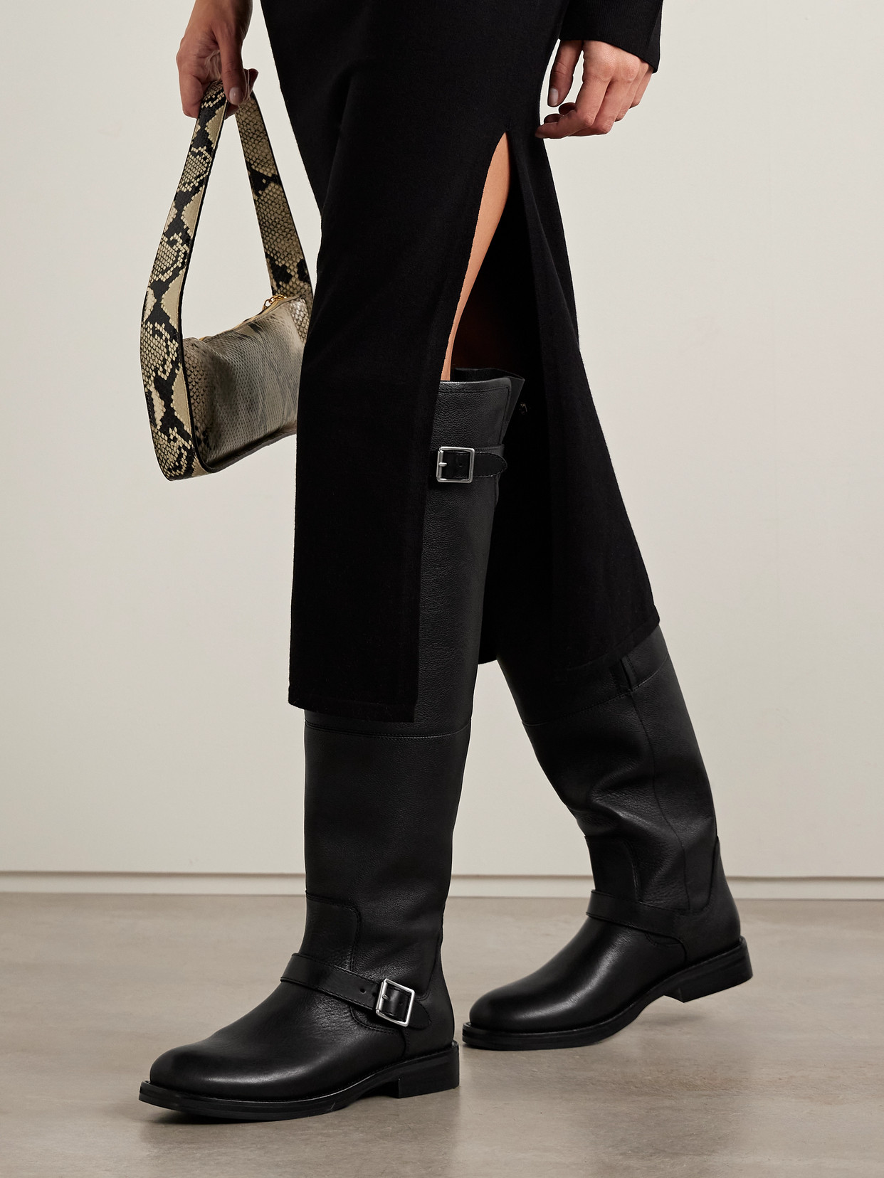 Simkhai Noah Buckled Leather Over-the-knee Boots In Black