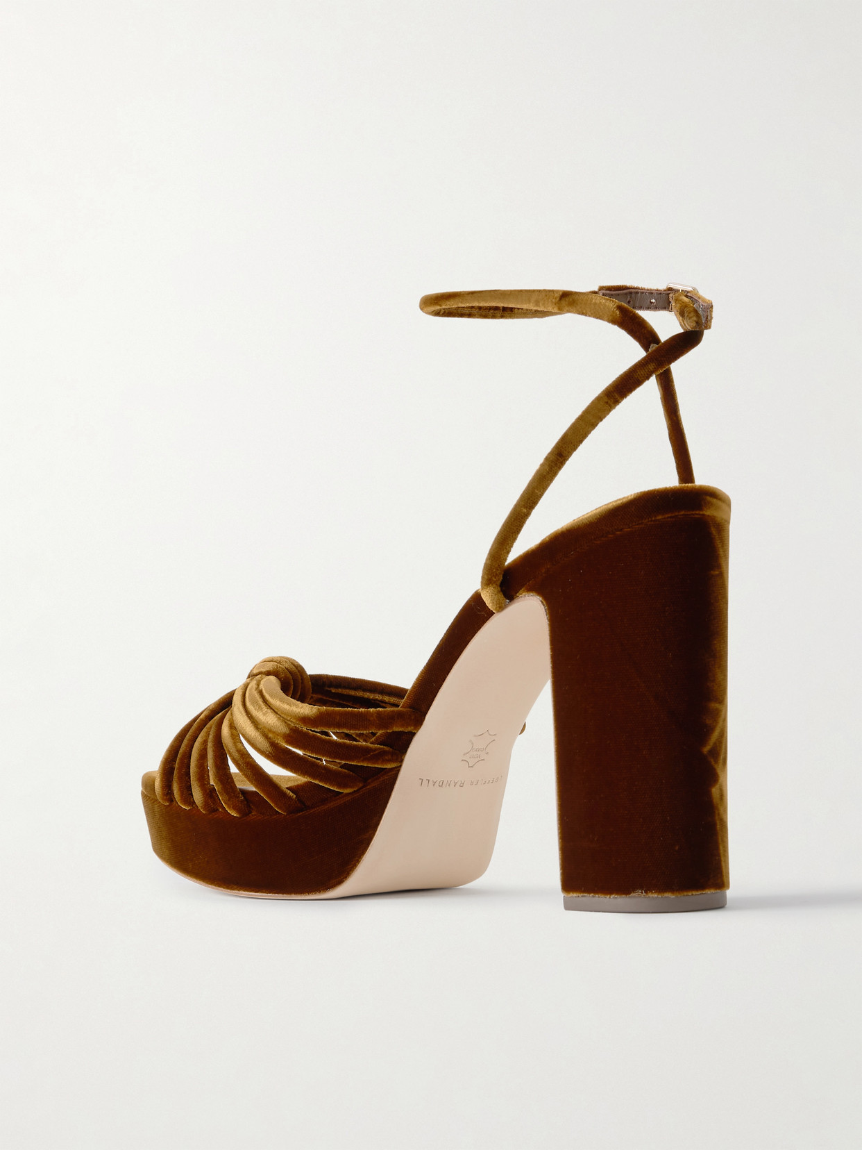 Loeffler Randall Rivka Knotted Velvet Platform Sandals In Brown