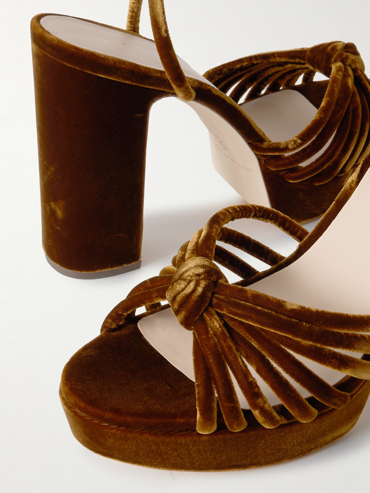 Loeffler Randall Rivka Knotted Velvet Platform Sandals In Brown