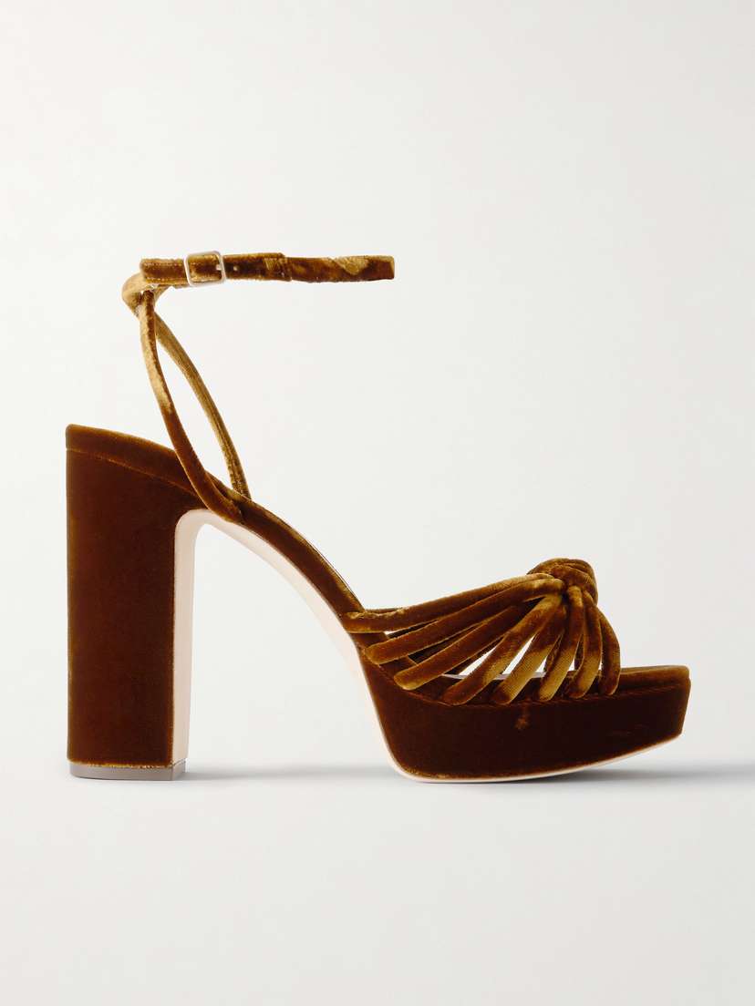 Loeffler Randall Rivka Knotted Velvet Platform Sandals