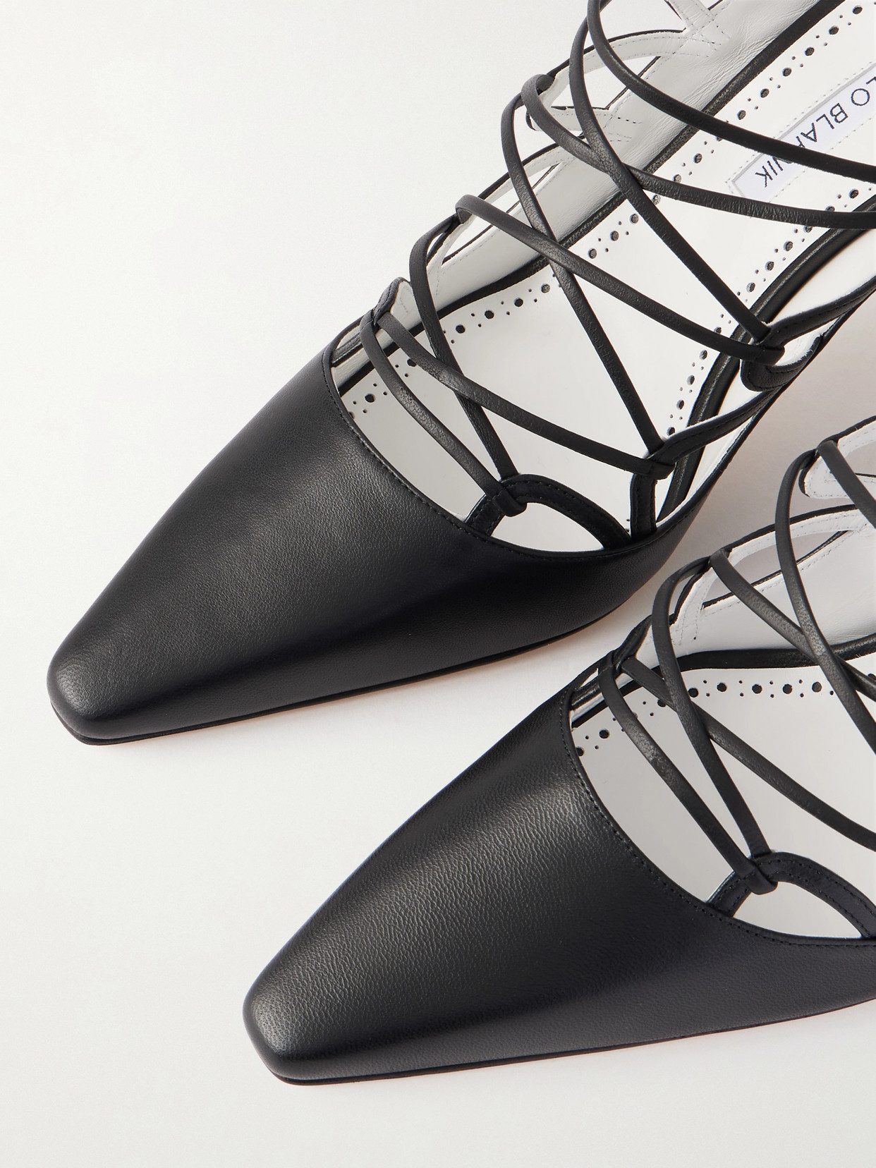 Manolo Blahnik Netas 90 Leather Mules In Black