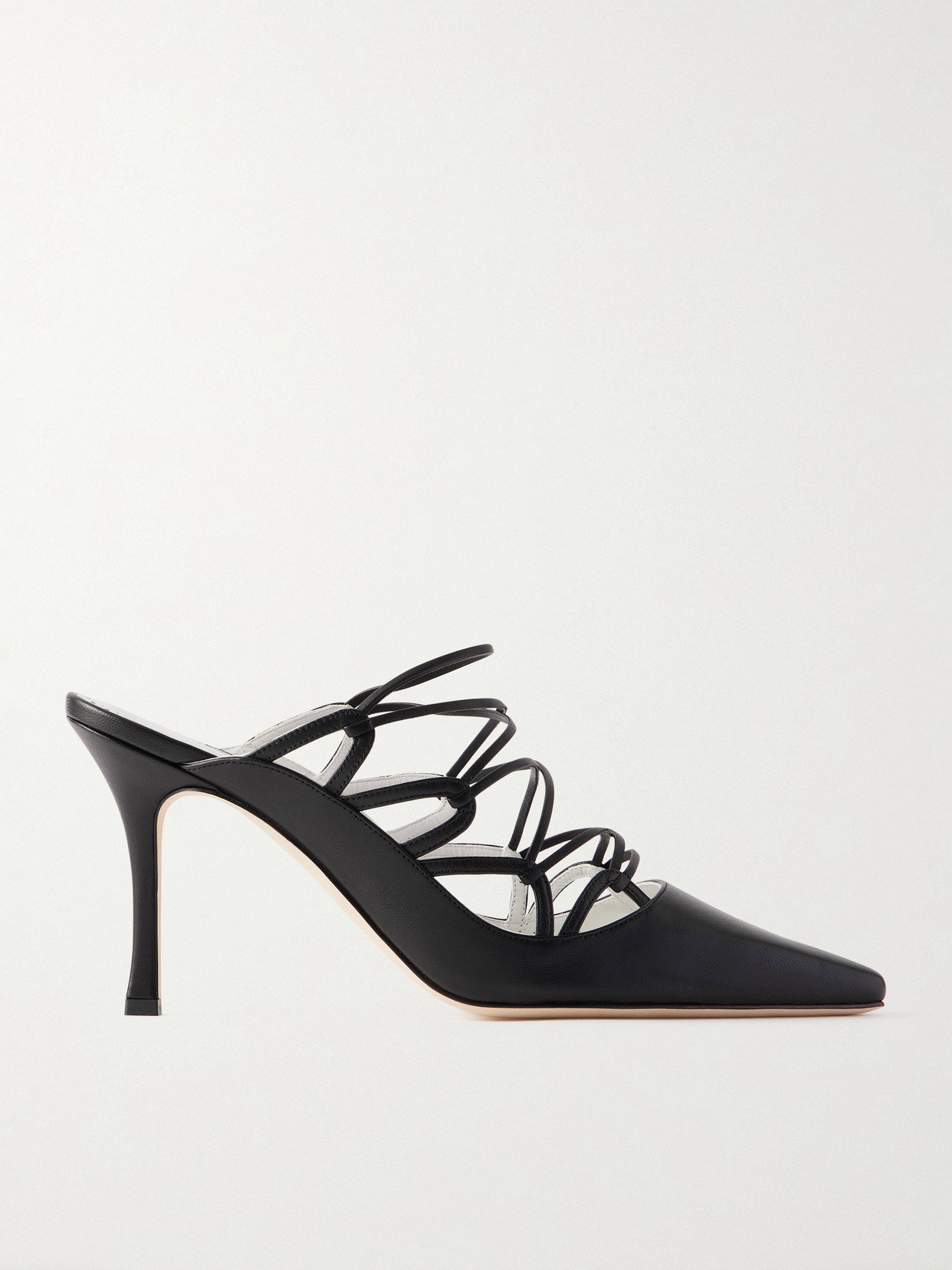 Manolo Blahnik Netas 90 Leather Mules In Black