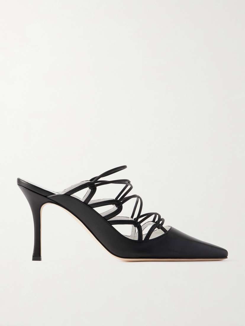 Manolo Blahnik Netas 90 Leather Mules
