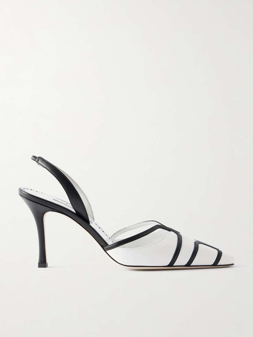 Manolo Blahnik Sarto 90 Two-tone Leather Slingback Pumps