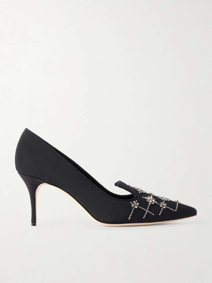 Manolo Blahnik Ralypla 70 Embellished Crepe De Chine Pumps