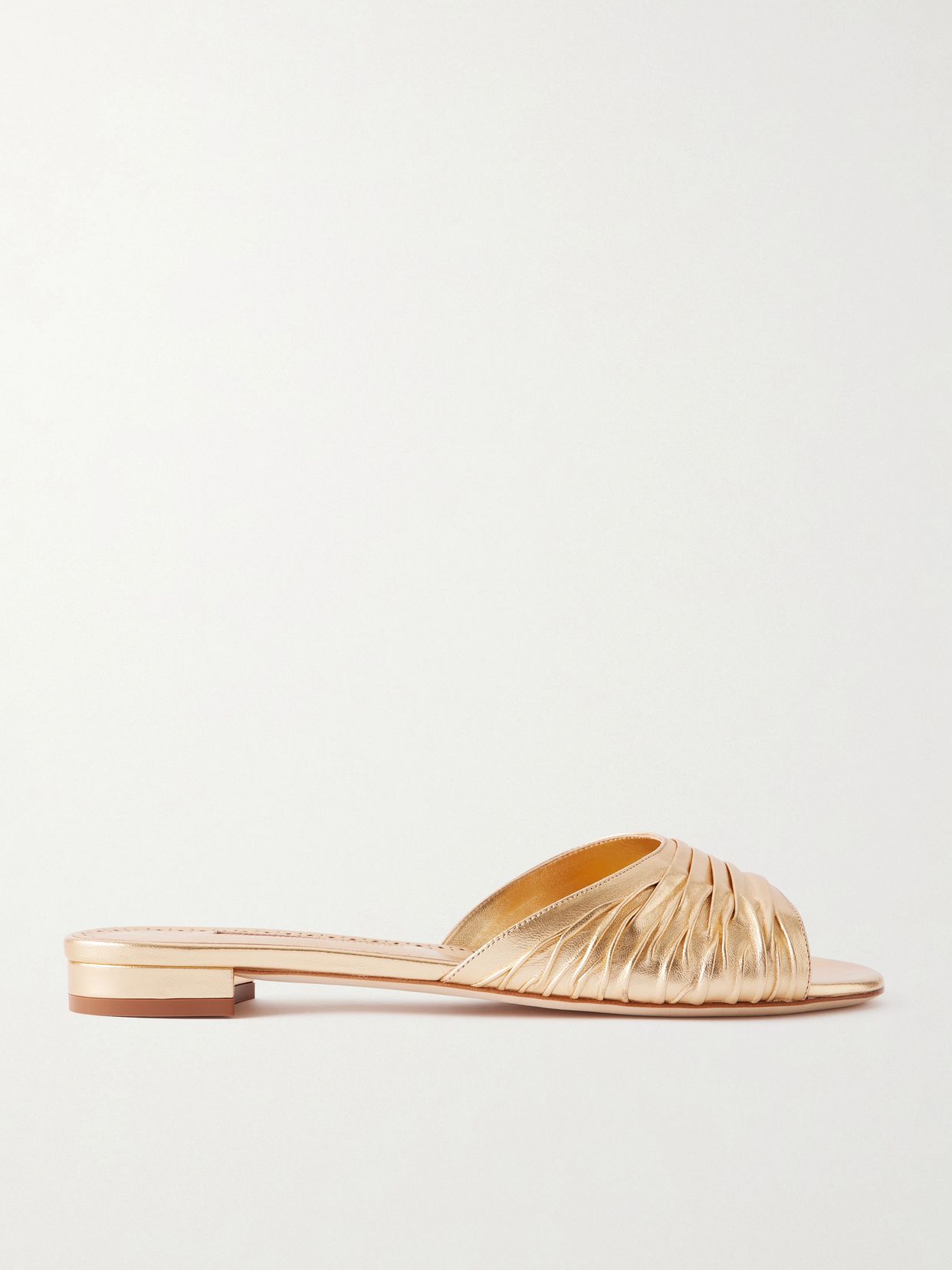 parua pleated metallic leather slides