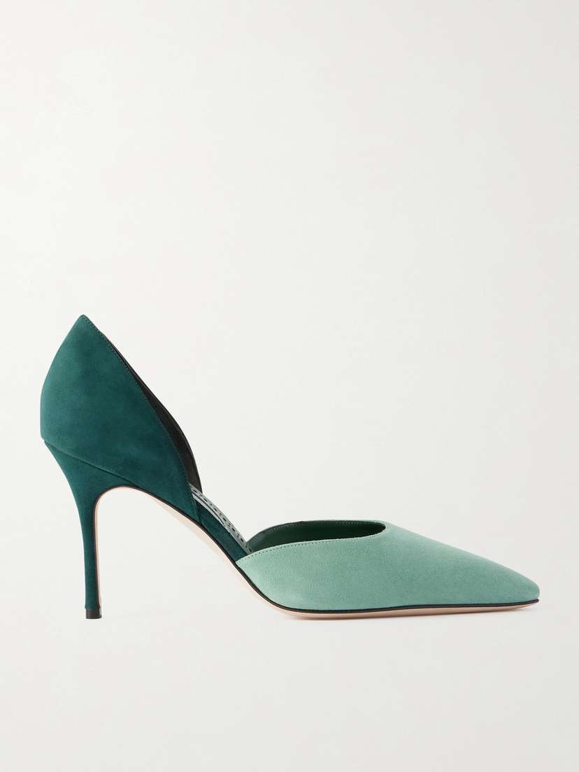 Manolo Blahnik Taylerbinu 90 Two-tone Suede Pumps