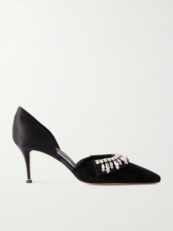 MANOLO BLAHNIK Tulidor 70 crystal-embellished velvet pumps