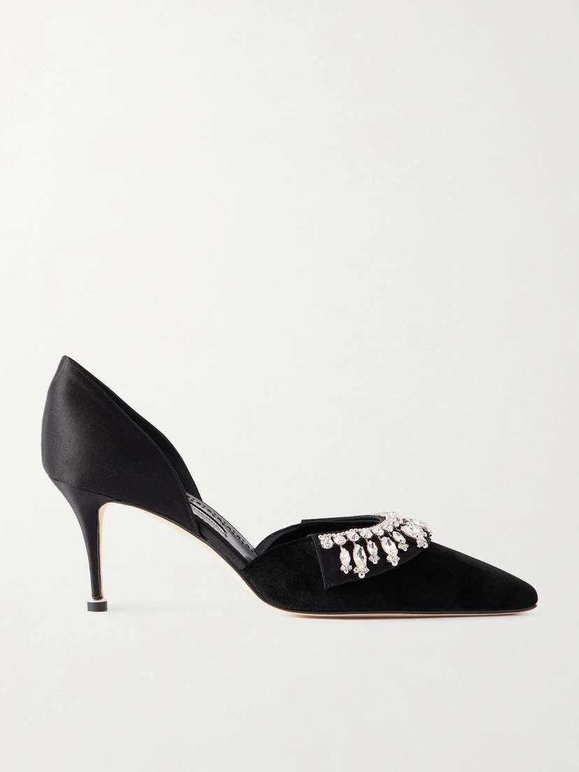 Manolo Blahnik Tulidor 70 Crystal-embellished Velvet Pumps