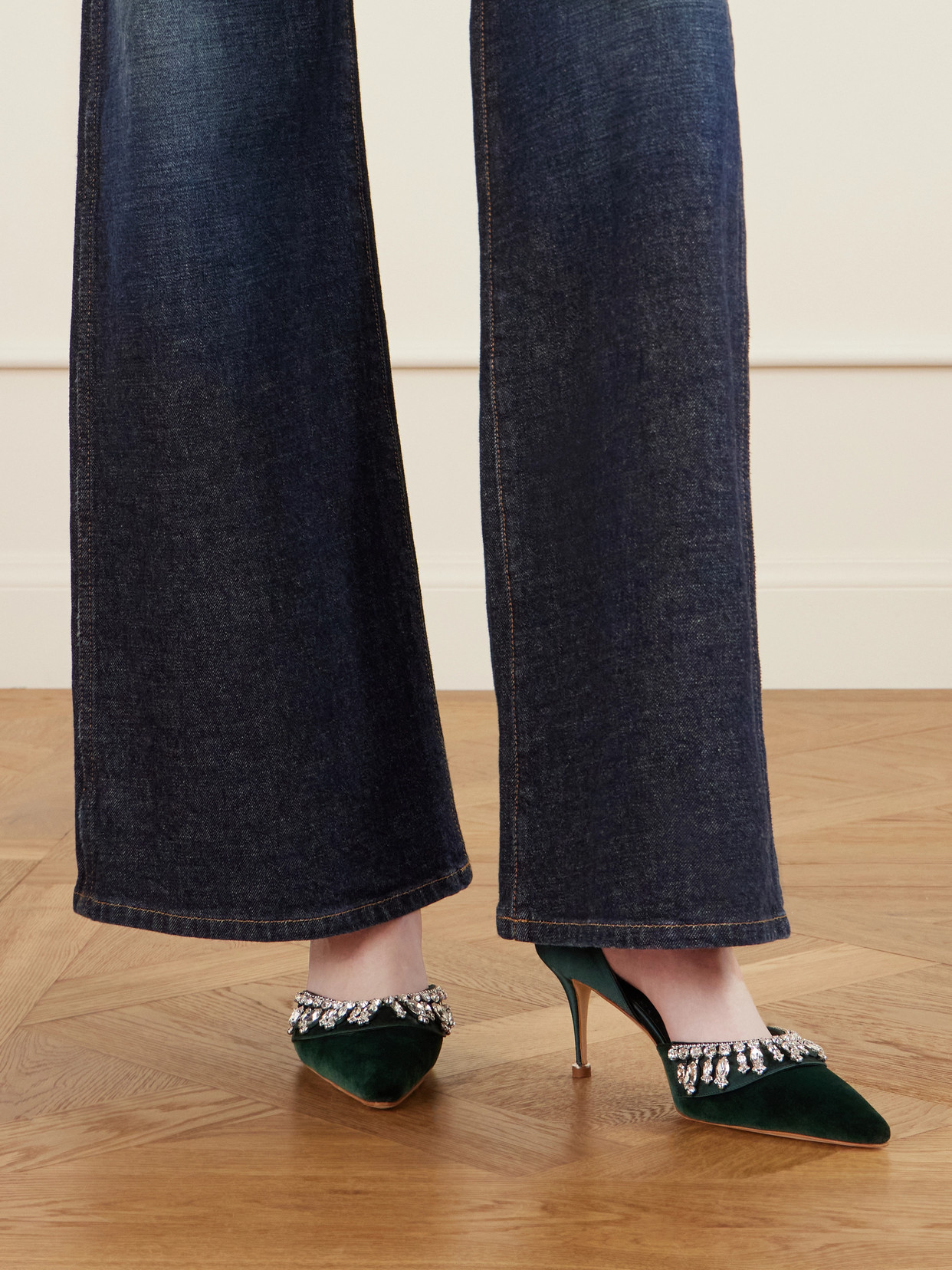 Tulidor 70 Crystal-Embellished Velvet Pumps