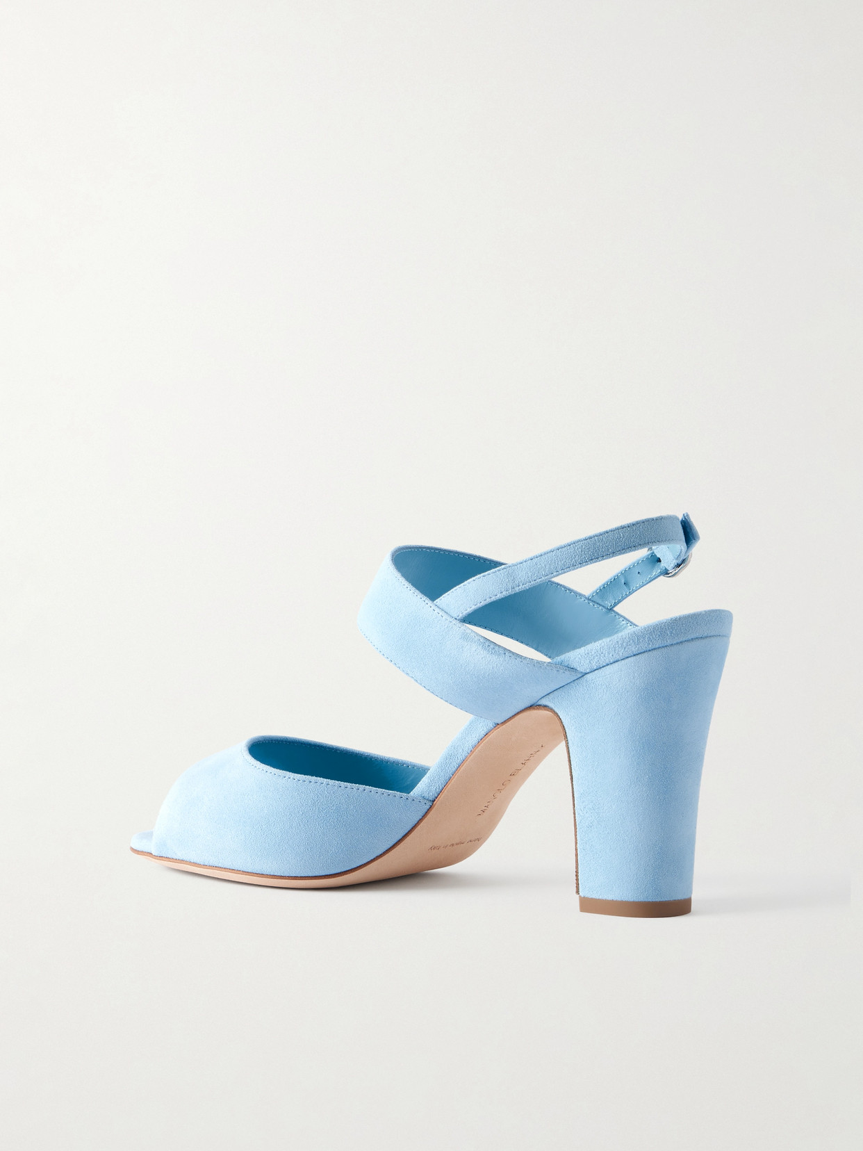 Manolo Blahnik Khiko 90 Suede Slingback Sandals In Blue