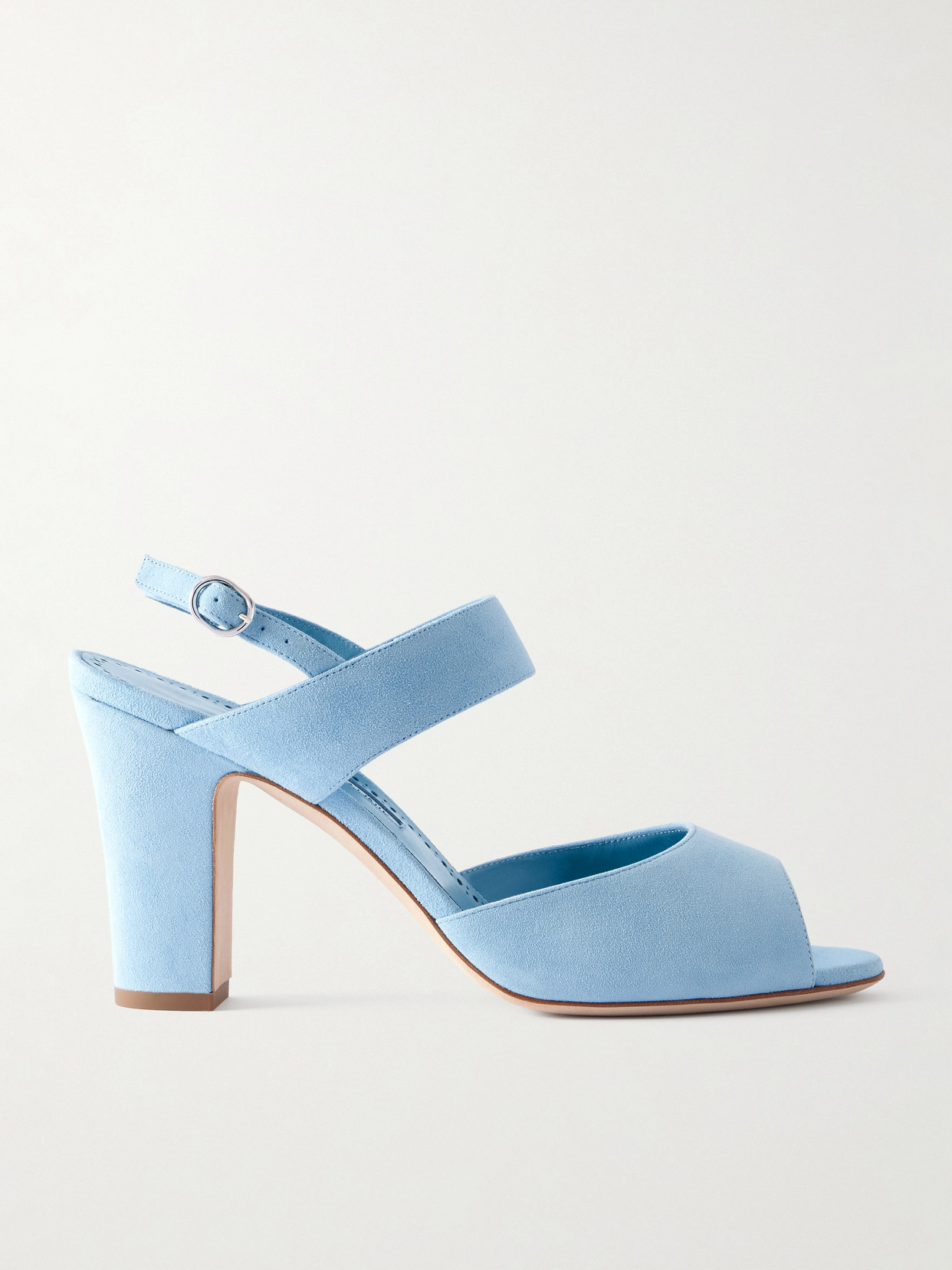 Manolo Blahnik Khiko 90 Suede Slingback Sandals In Blue