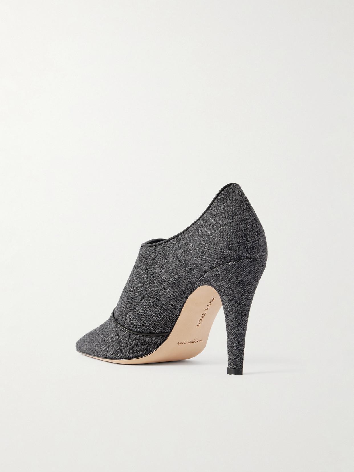 Manolo Blahnik Perluja 90 Leather-trimmed Tweed Pumps In Gray