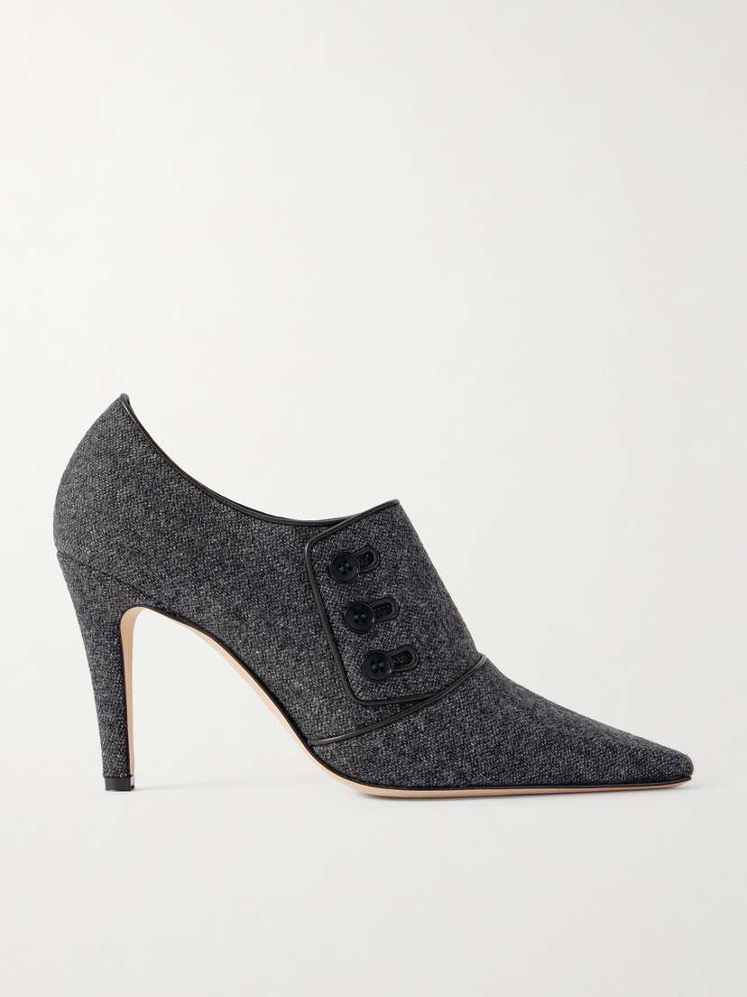 Manolo Blahnik Perluja 90 Leather-trimmed Tweed Pumps
