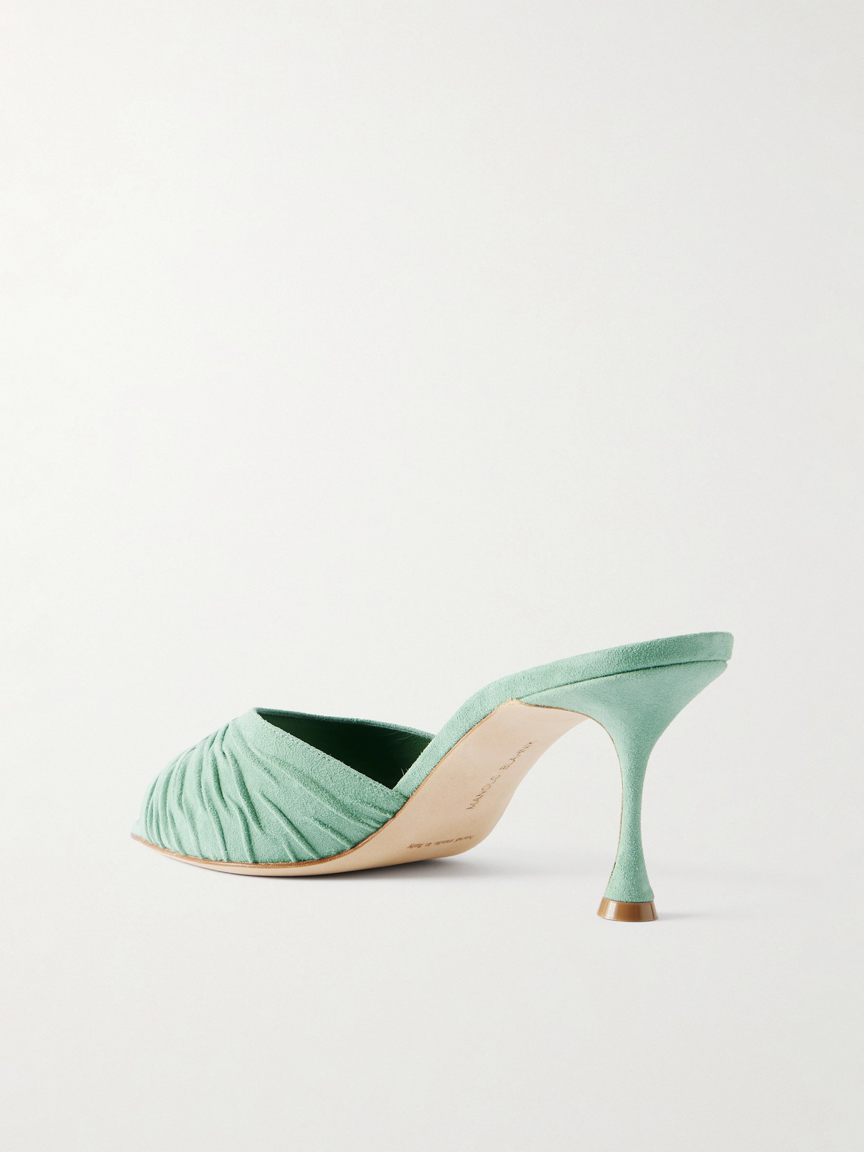 Manolo Blahnik Pirua 70 Suede Mules In Green