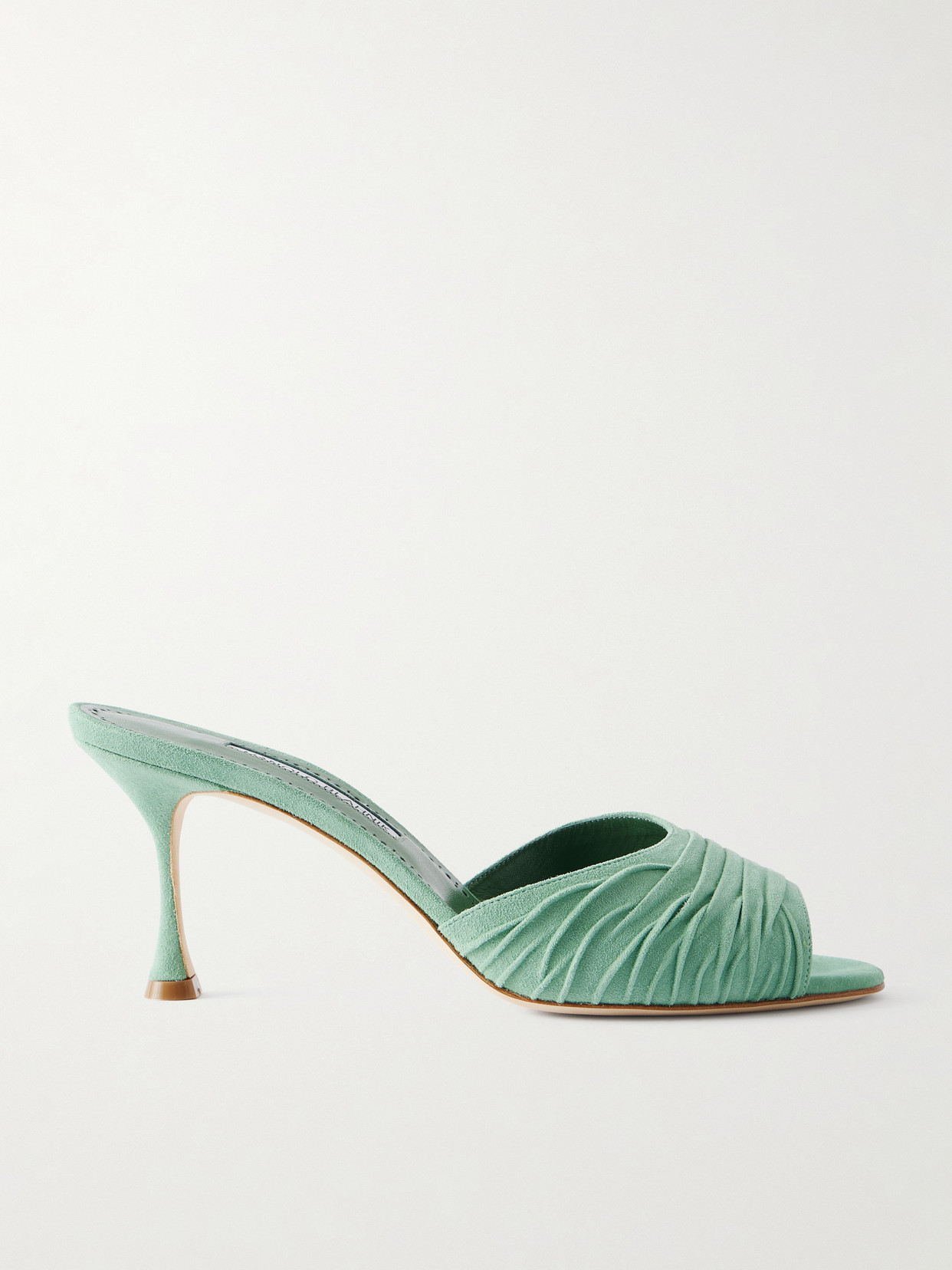 Manolo Blahnik Pirua 70 Suede Mules In Green