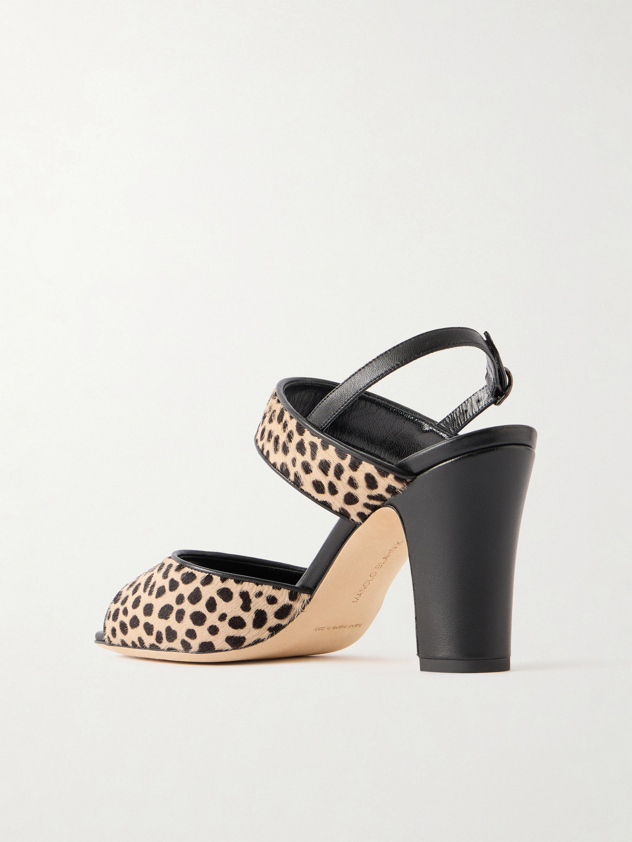 Khikobi 90 Leopard-Print Calf-Hair Slingback Sandals