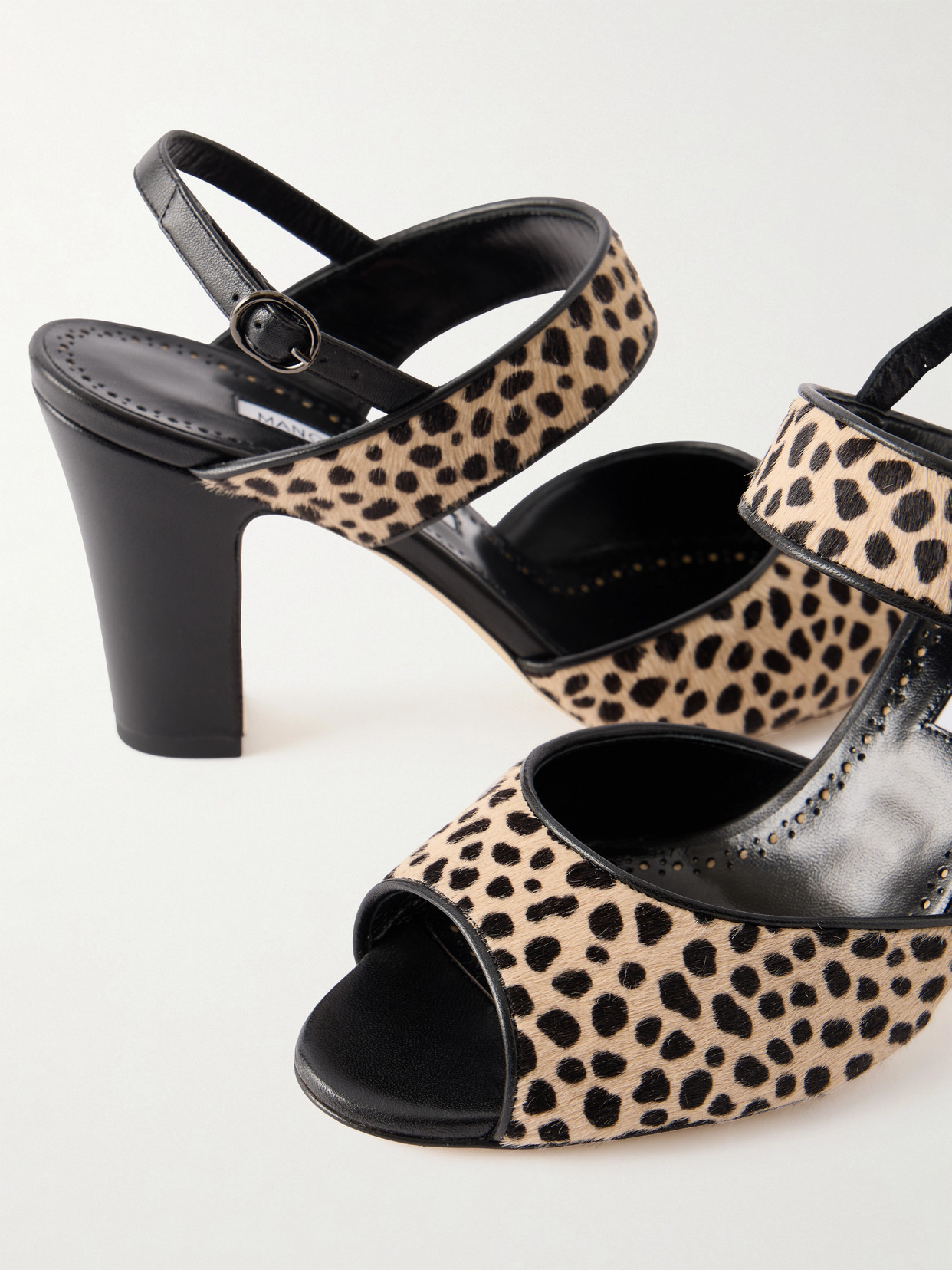 Khikobi 90 Leopard-Print Calf-Hair Slingback Sandals