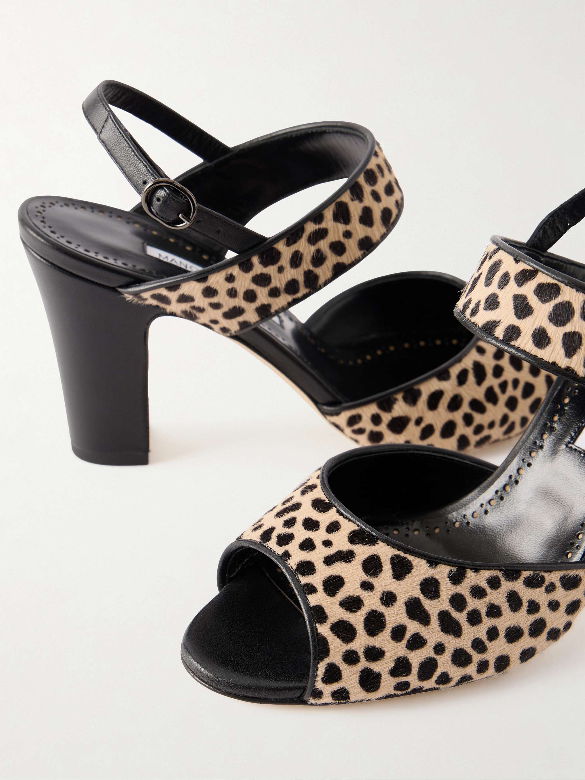 MANOLO BLAHNIK Khikobi 90 leopard-print calf-hair slingback