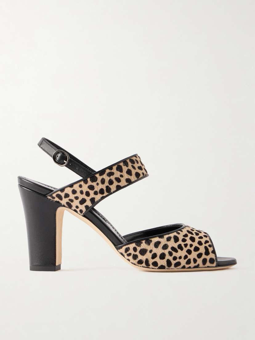 Manolo Blahnik Khikobi 90 Leopard-print Calf-hair Slingback Sandals