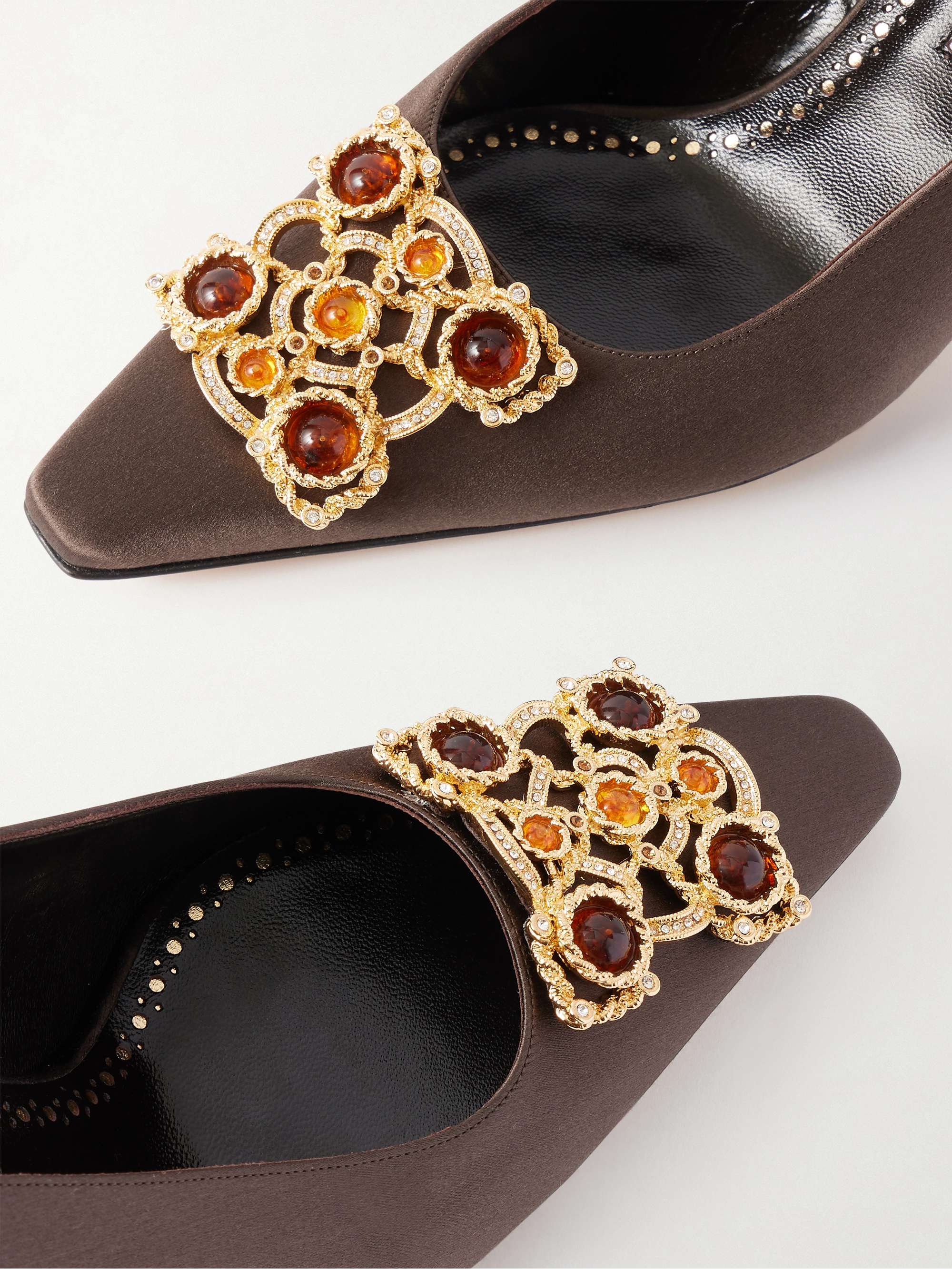 MANOLO BLAHNIK Cupida 70 embellished satin slingback pumps | NET-A