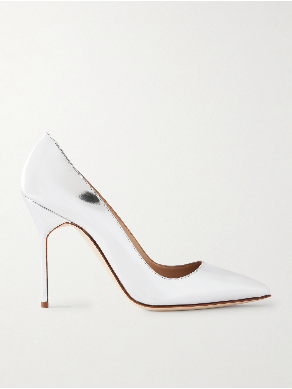 Manolo Blahnik Bb 105 Metallic Leather Pumps In Silver