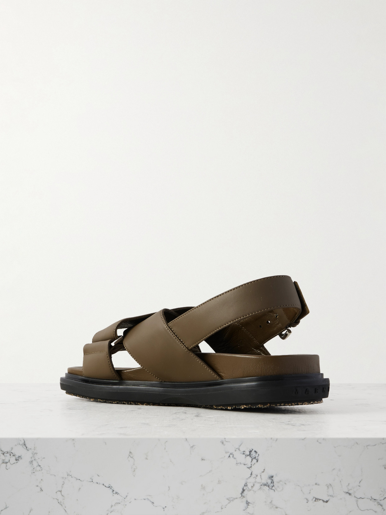 Marni Leather Slingback Sandals In Green