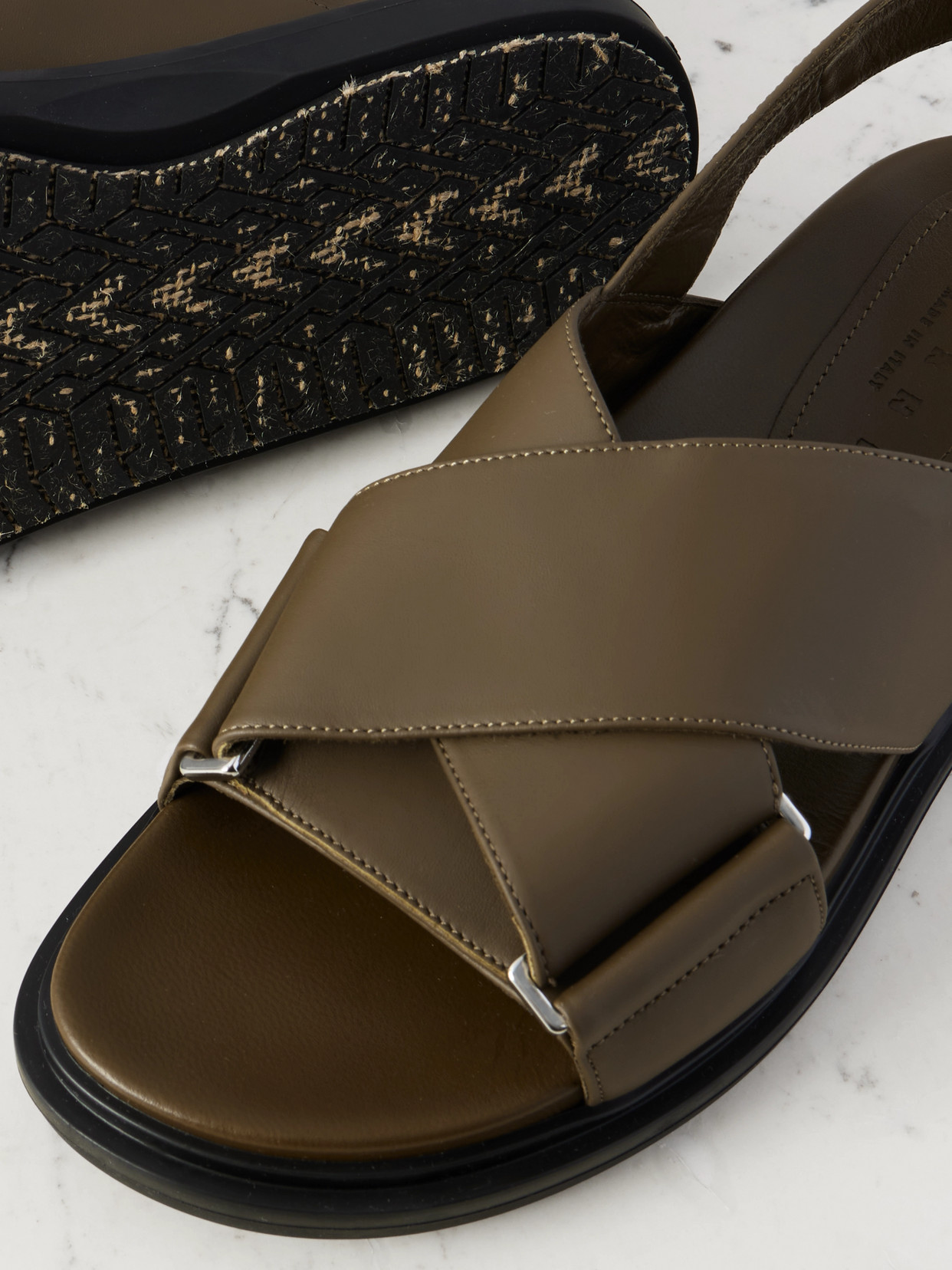 Marni Leather Slingback Sandals In Green