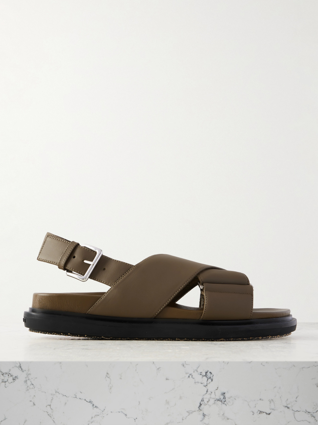 Marni Leather Slingback Sandals In Green